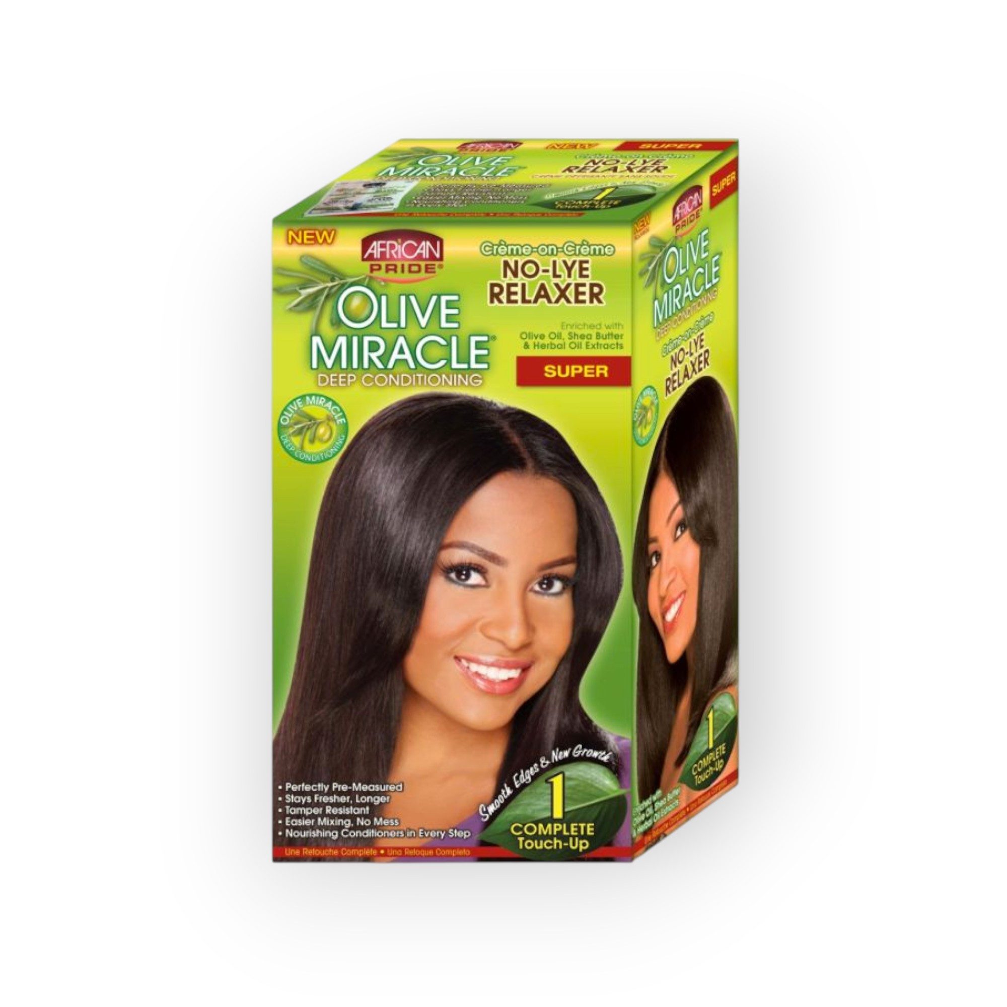 African Pride Haarcreme African Pride Olive Miracle Complete Touch‑Up Relaxer Kit, Set, Sanfte Glättung, reduziert Haarbruch