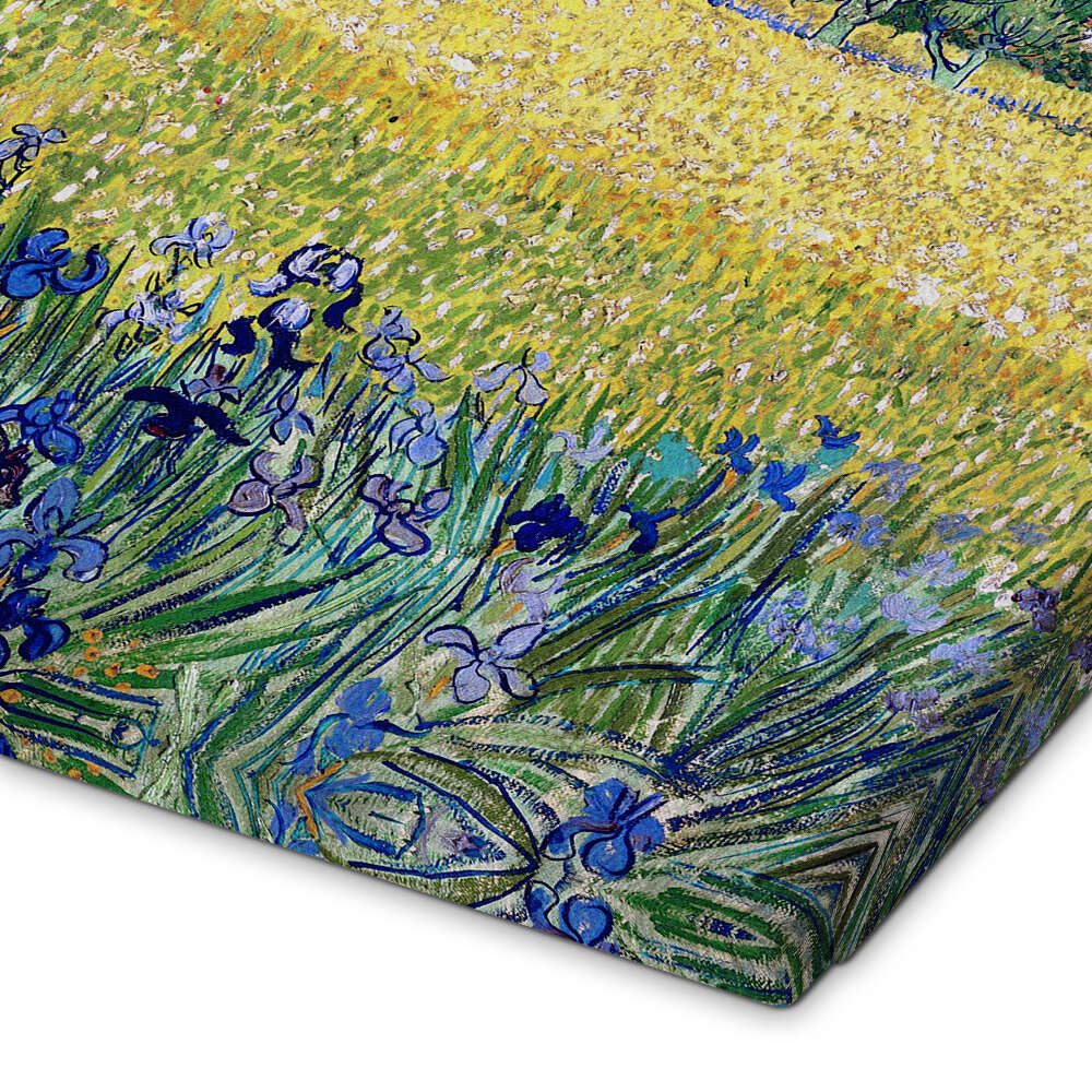 Posterlounge Wandbild Arles mit Irisblüten im Vordergrund, Vincent van Gogh, erhältlich als Poster, Leinwandbild, Wandsticker oder Acrylglasbild