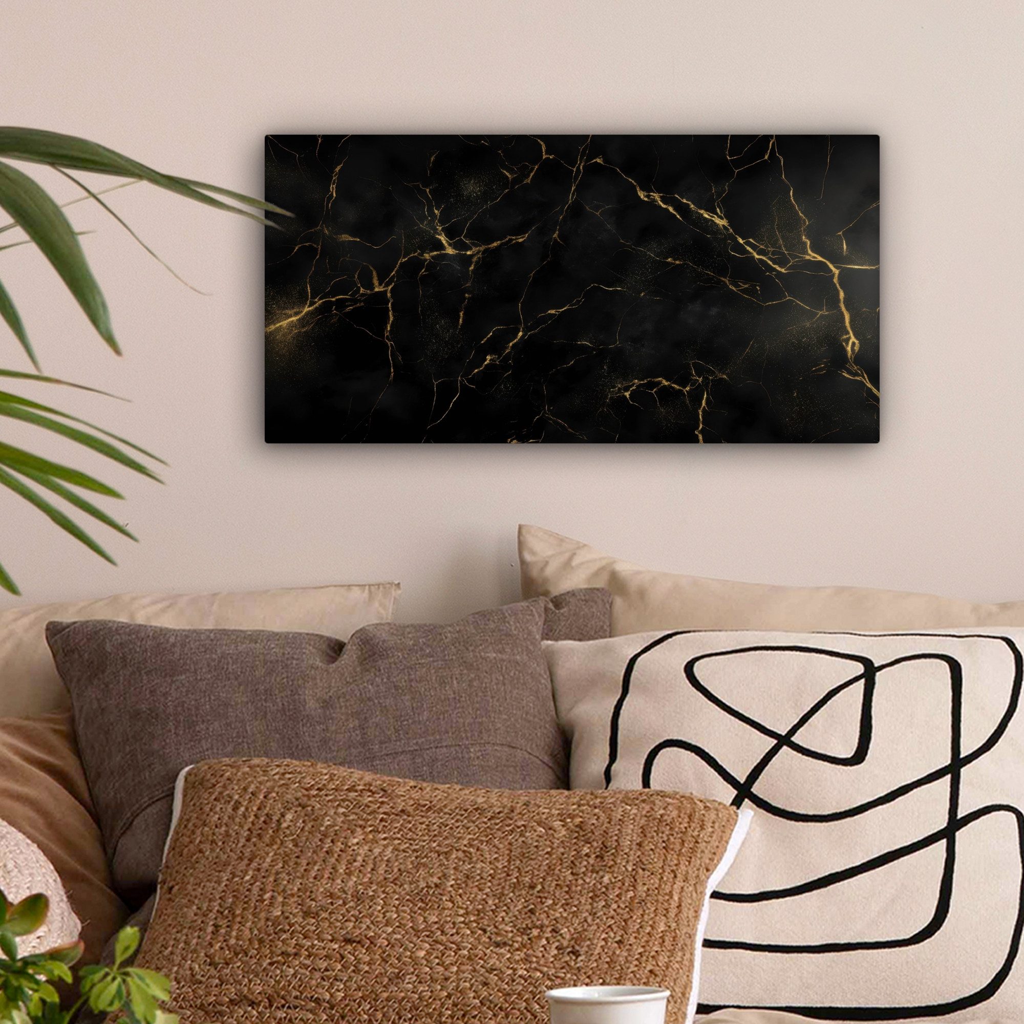 OneMillionCanvasses® Leinwandbild Panorama Schwarzer Marmor - günstig online kaufen