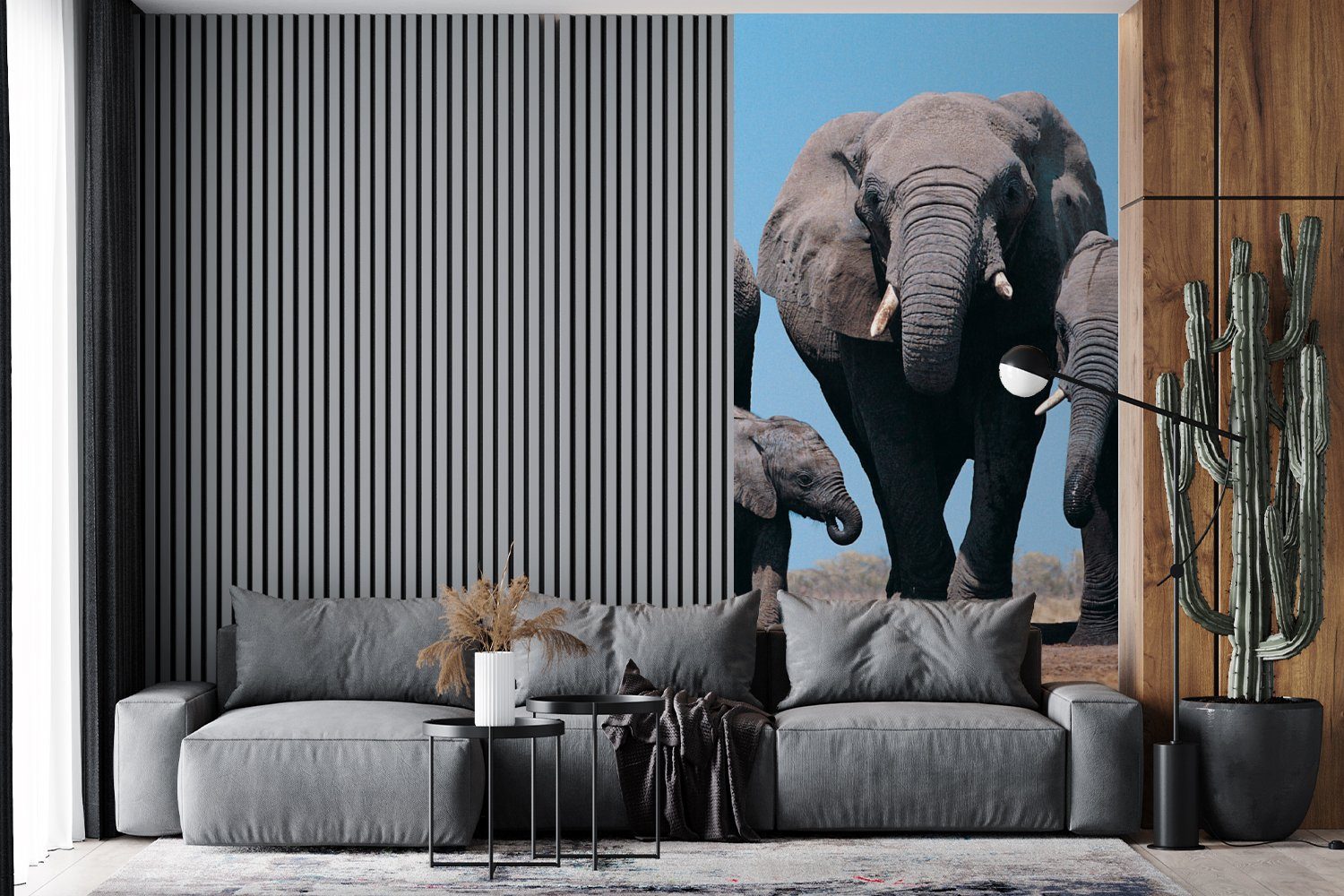 - - MuchoWow Schlafzimmer Küche, Natur, Fototapete - Vliestapete für St), (2 bedruckt, Wohnzimmer Tiere Prärie Matt, Fototapete Elefant