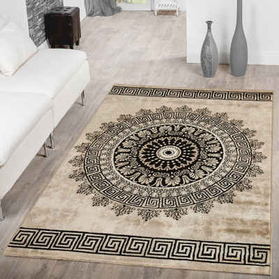 Teppich Kurzflor Teppich Orient Stil Meliert Bordüre, TT Home, rechteckig, Höhe: 15 mm