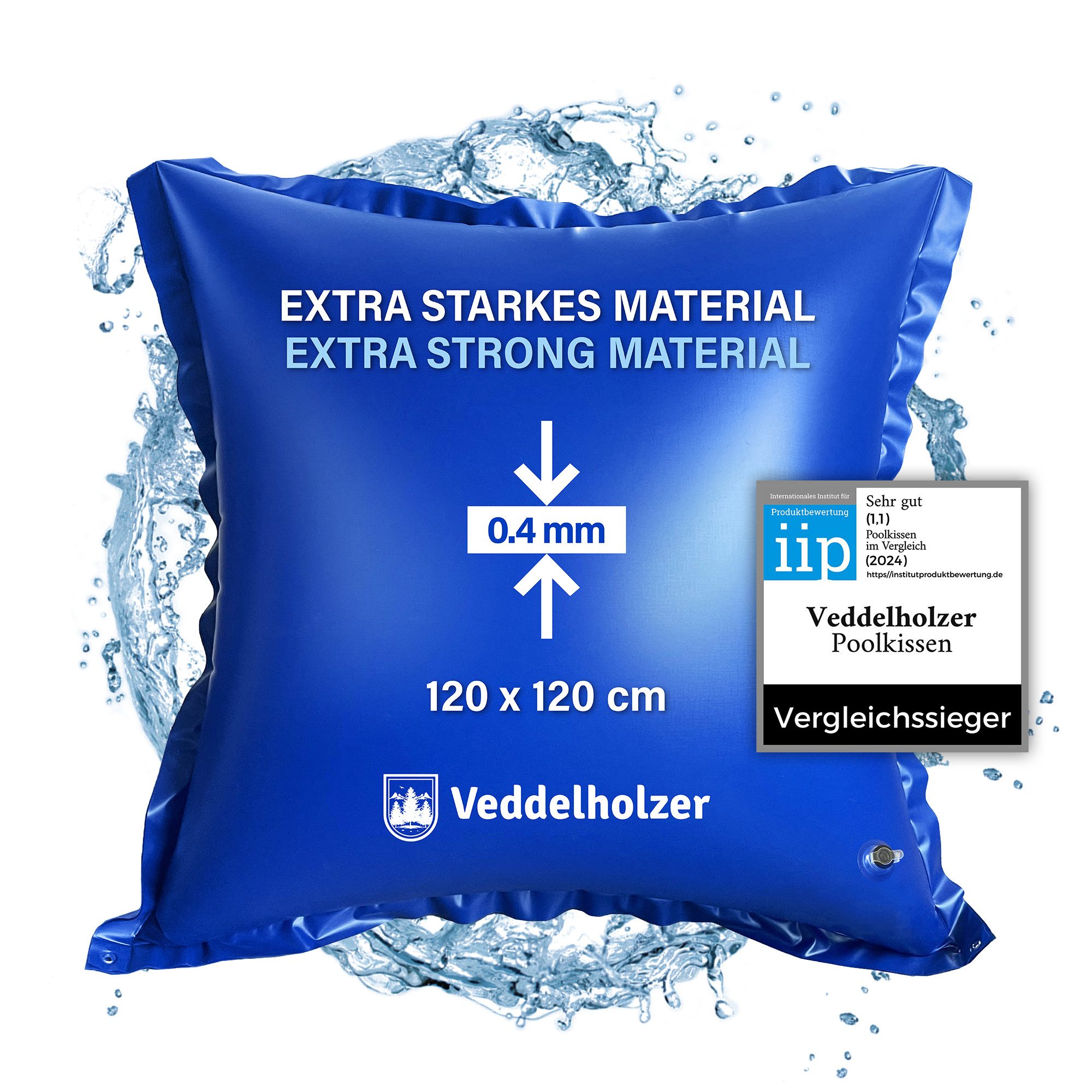 Veddelholzer aufblasbare Whirlpoolabdeckung XXL 120 x 120 cm Luftkissen Poolkissen Poolabdeckung Pool Zubehör, Pool Überdachung, Abdeckung im Winter und bei schlechtem Wetter