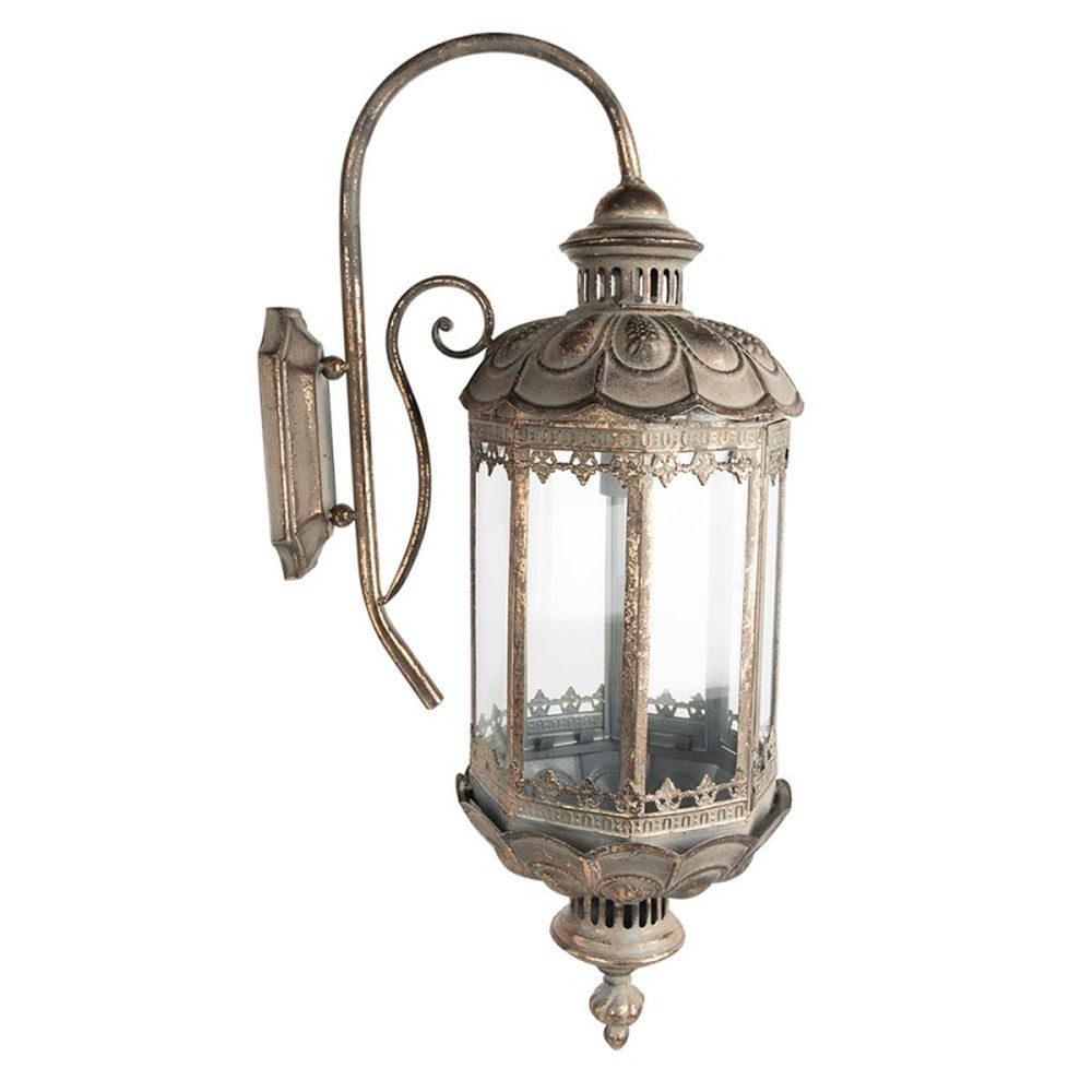 Clayre & Eef Wandleuchte Lampe Wandleuchte Shabby Chic Bronze Kupfer Glas Antik Wandlampe, ohne Leuchtmittel, Wandlampe, Wandleuchte