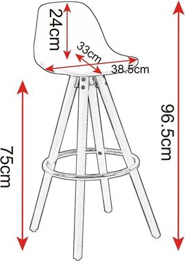 Woltu Barhocker, 2 x Barstuhl aus Leinen Holzgestell mit Lehne + Fußstütze