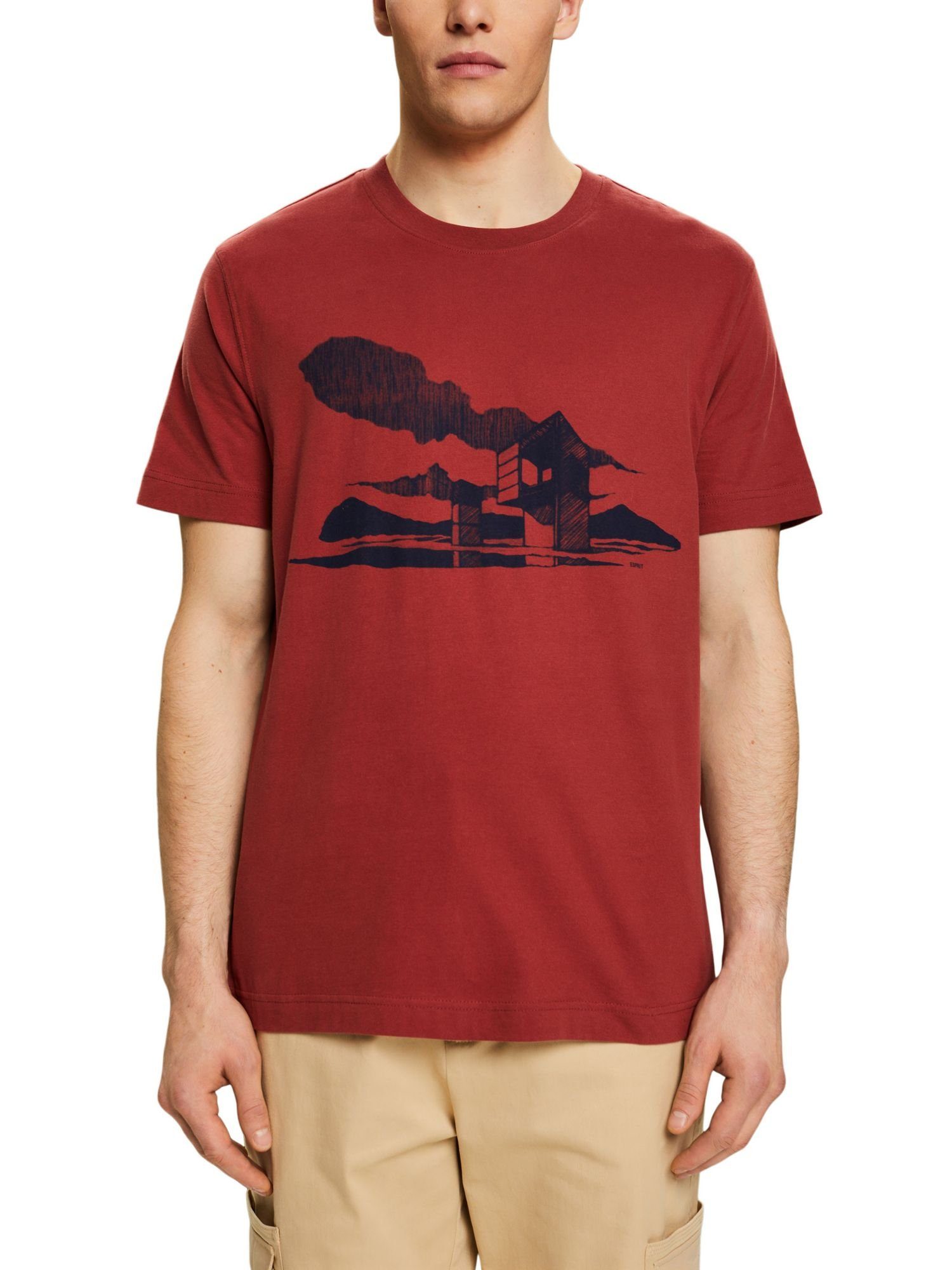 (1-tlg) mit Esprit TERRACOTTA Grafikprint T-Shirt T-Shirt