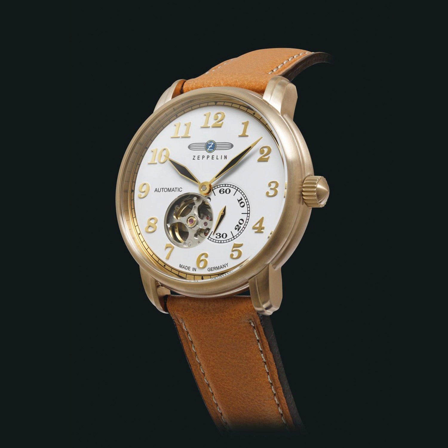 ZEPPELIN Automatikuhr Herrenuhr, Automatik mit offenem Herz, weißes Zifferblatt