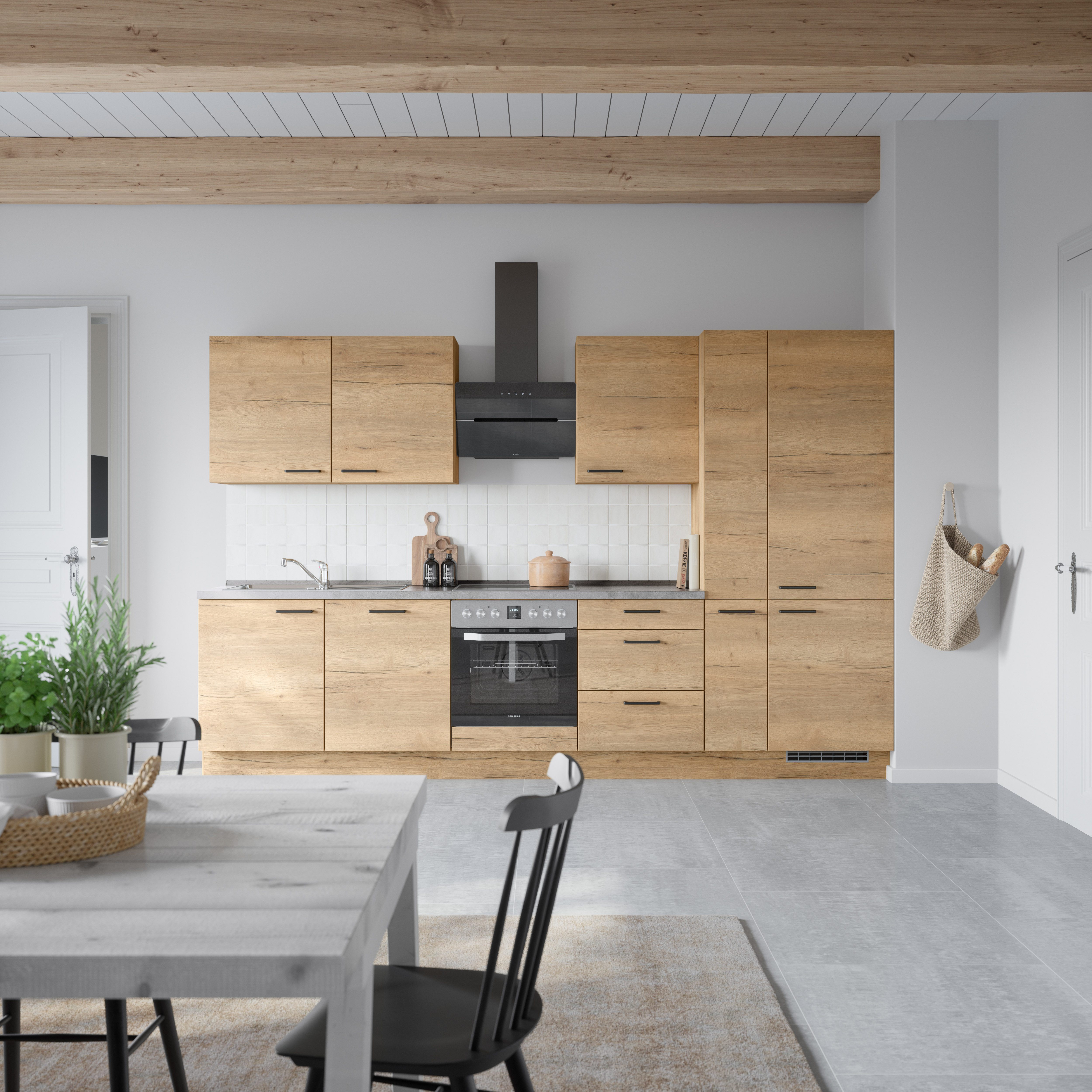 nobilia® Küchenzeile "Structura II", NEU: individuell anpassbar mit gratis Profi-Beratung, vormontiert, Breite 330 cm, Ausrichtung wählbar, wahlw. mit E-Geräten