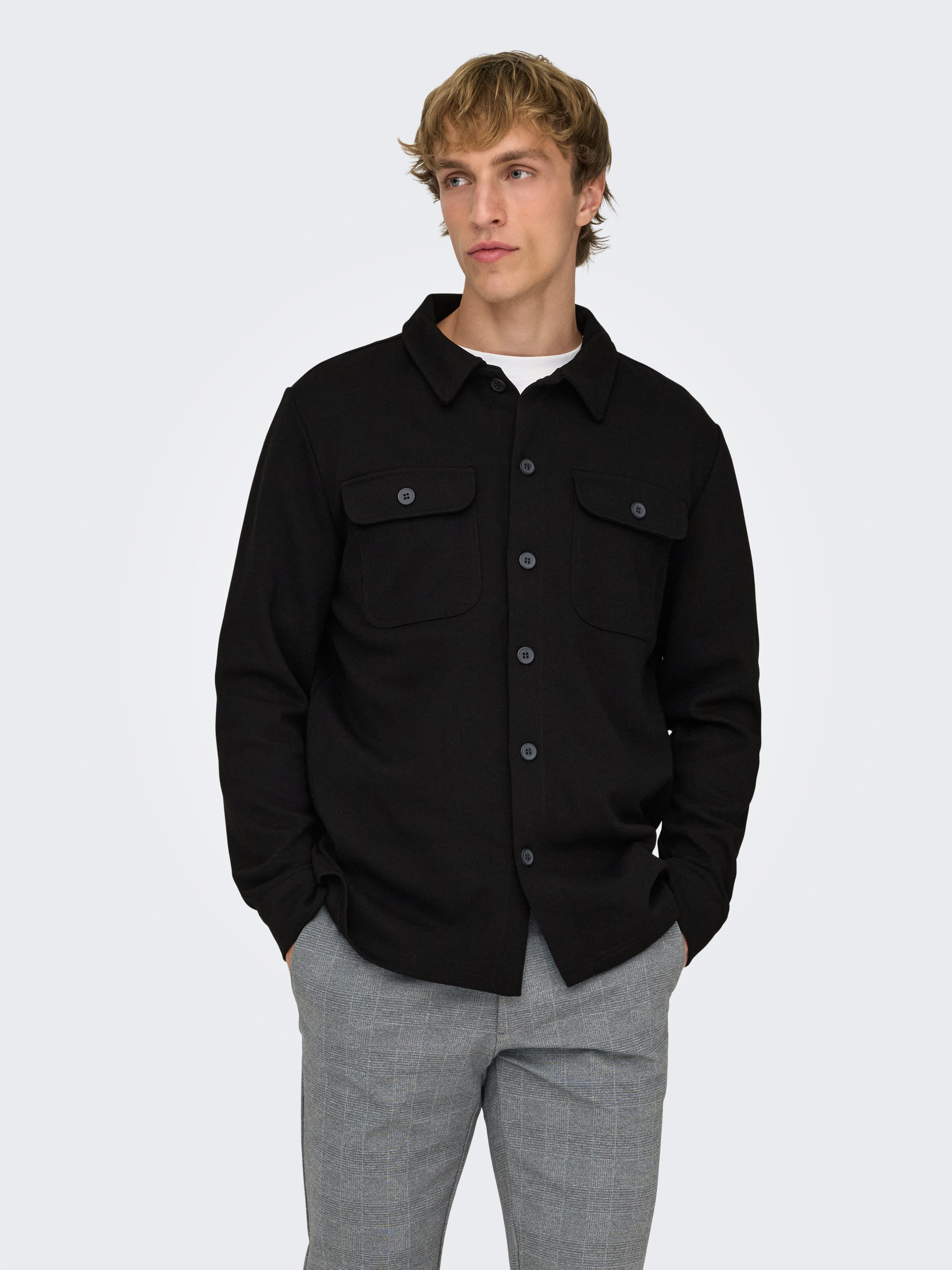 ONLY & SONS Langarmhemd ONSNEWKODYL OVERSHIRT SWEAT NOOS Materialmix, regular fit