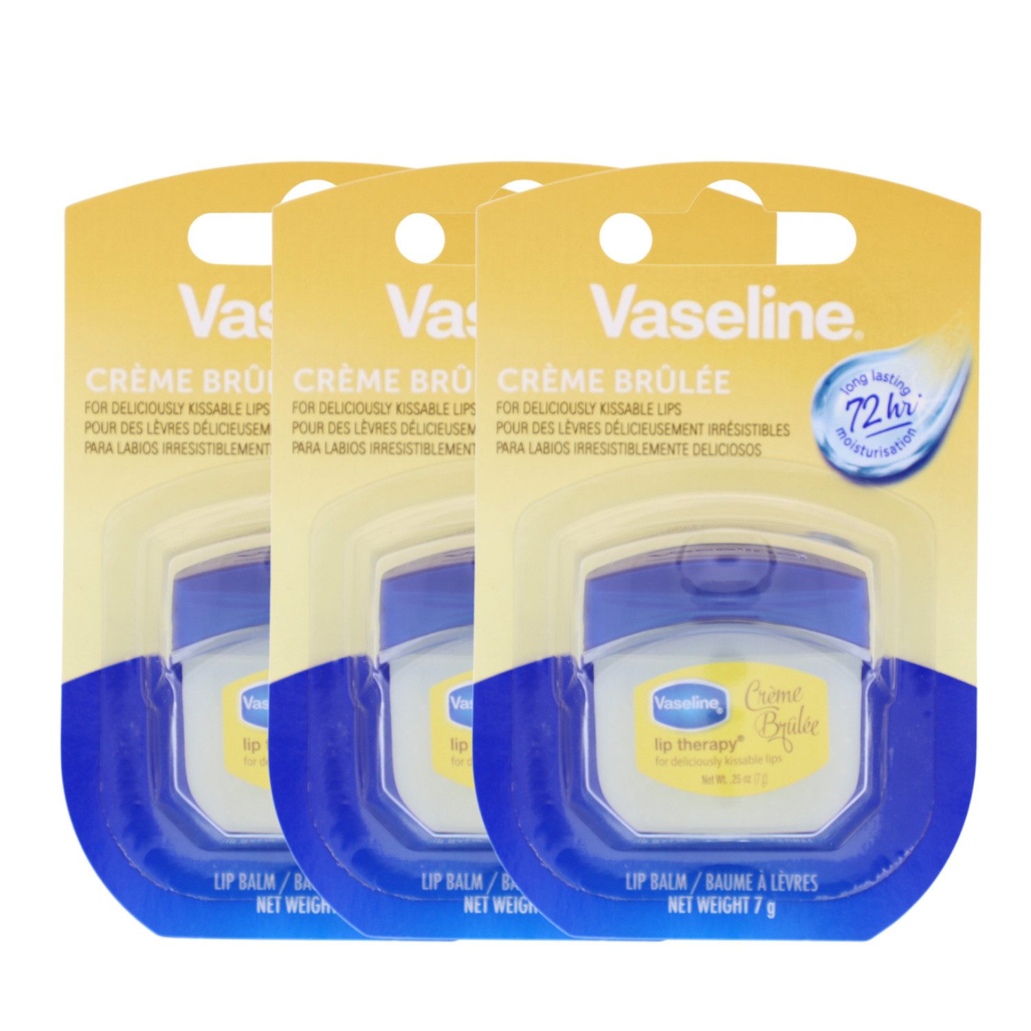 Vaseline Lippenpflegestift 3x Vaseline Lip Therapy Creme Brulee Lippenpflege je 7g feuchtigkeitss
