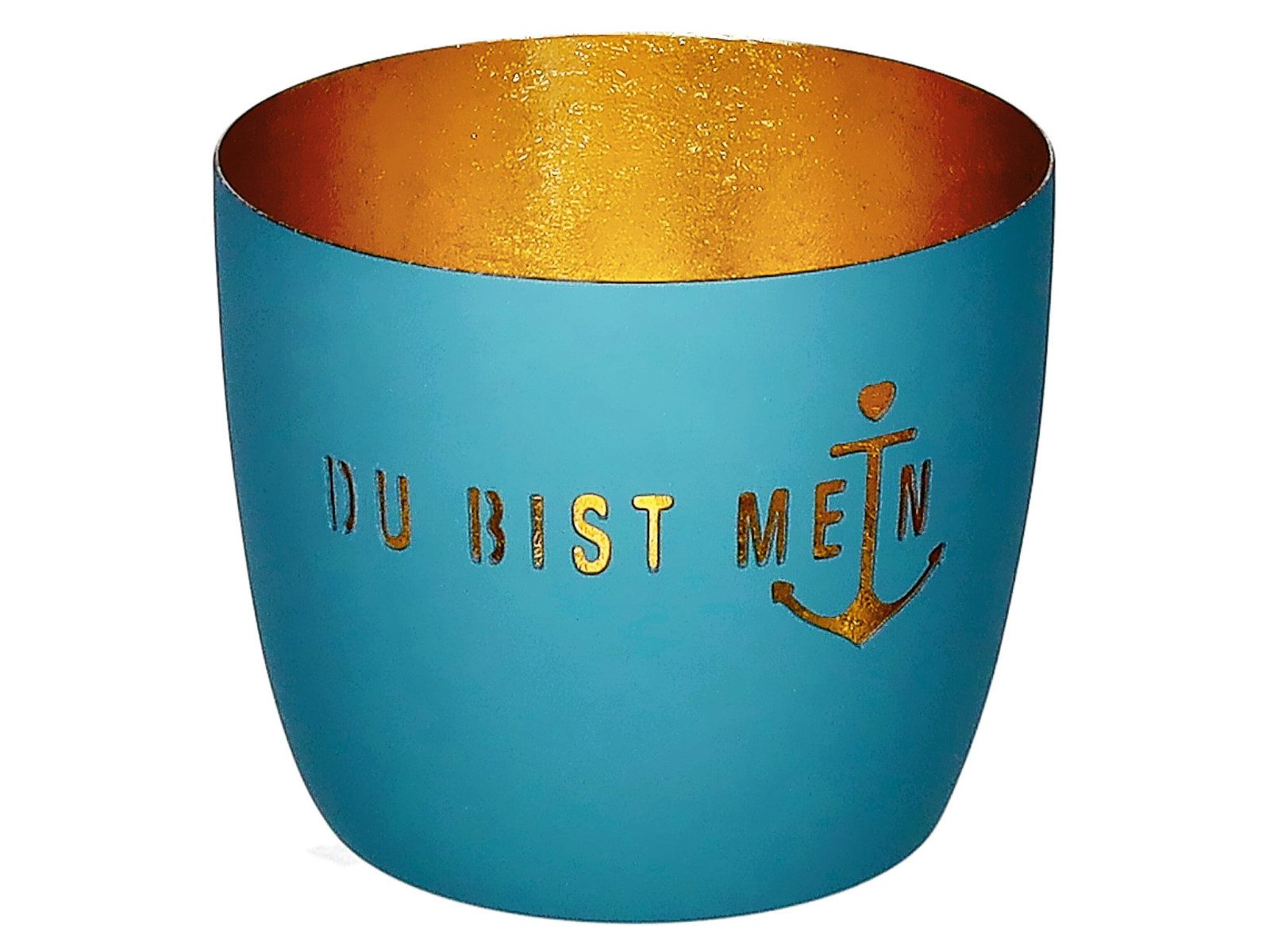 Giftcompany Windlicht Madras Windlicht M Du bist mein Anker powder blue/gold 8,5cm