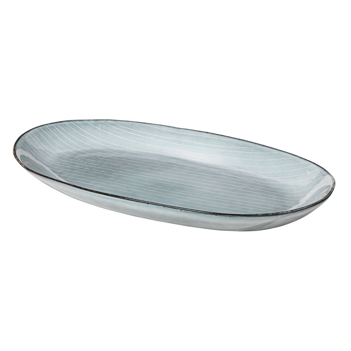 Broste Copenhagen Servierplatte NORDIC SEA Platte oval L 17 x 30 cm, Steinzeug, (Platten oval), Nordic Sea Platte oval