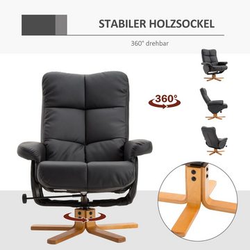 HOMCOM Relaxsessel (Set, 2-St., Sessel mit Fußhocker), Holzgestell Schwarz 80 x 86 x 99cm