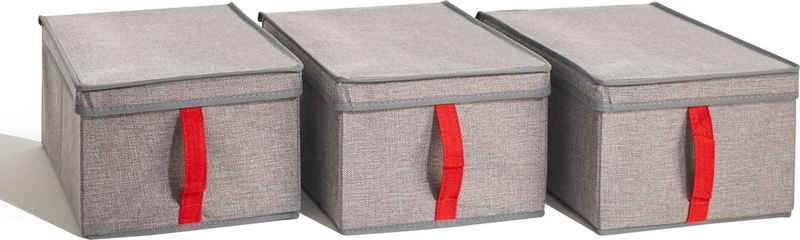rauch Aufbewahrungsbox Zubehör, 3er Set Stoffboxen mit Deckel und roter Lasche