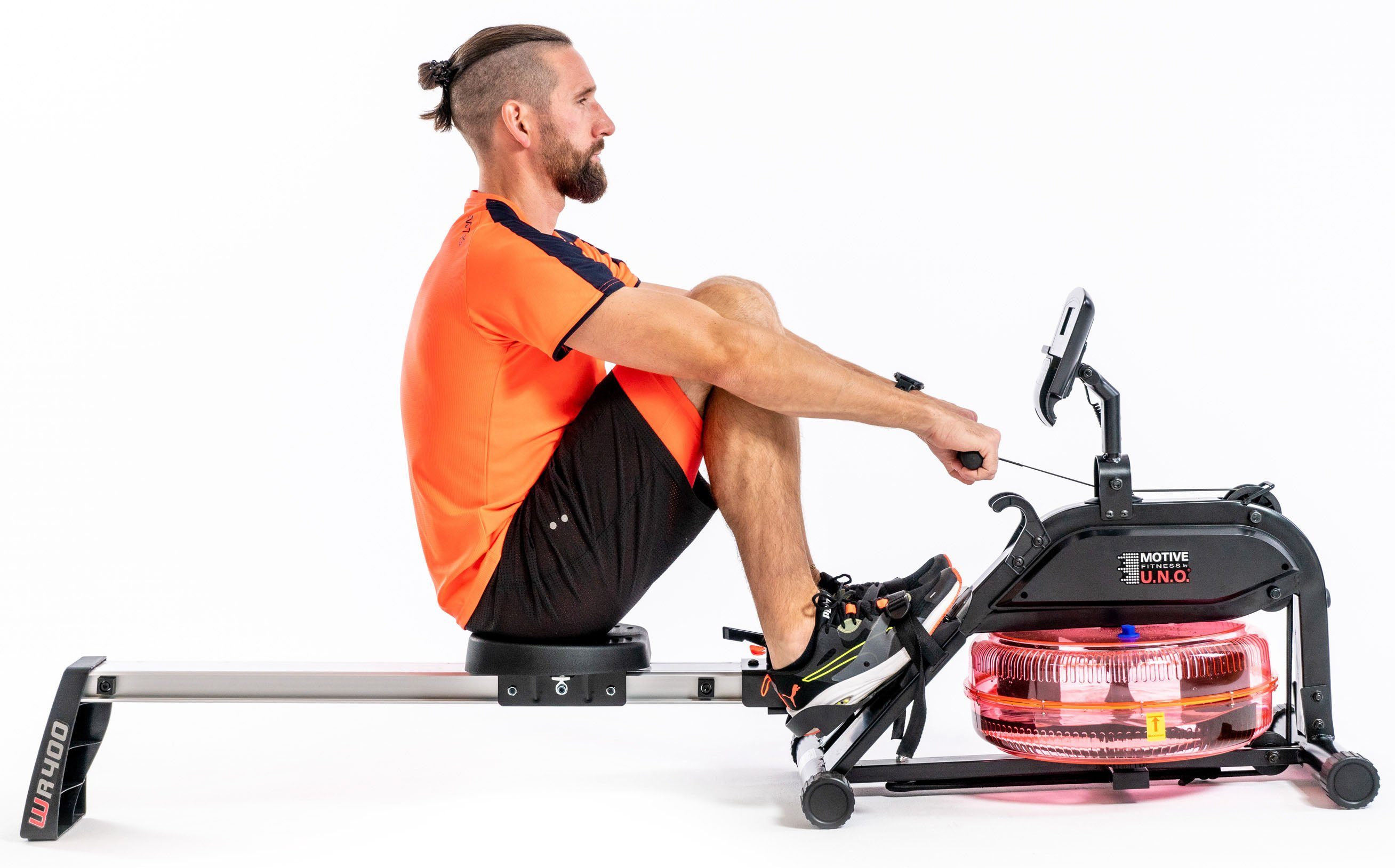MOTIVE FITNESS by U.N.O. Rudergerät WR 400 (8-tlg., 120 kg max. Benutzergewicht, Sport), Rudermaschine, Wasserwiderstand, klappbar