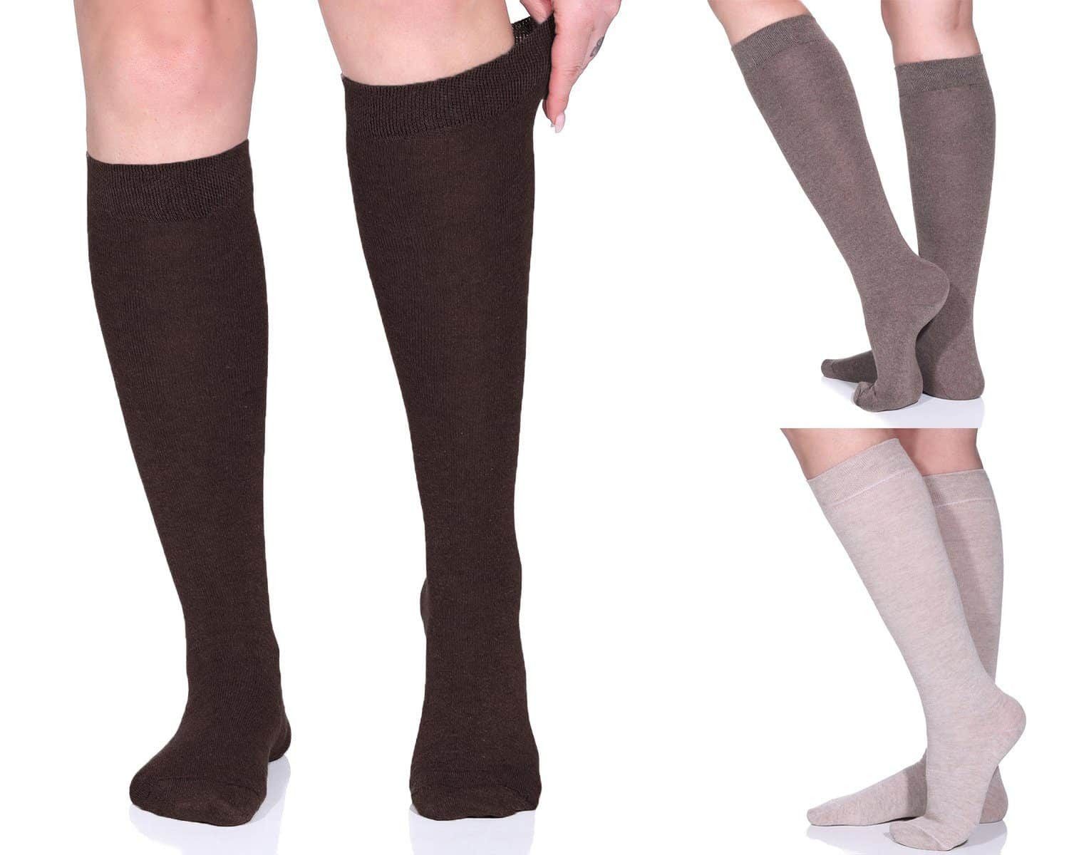 Venasoft Kniestrümpfe 3 Paar Damen Diabetiker Kniestrümpfe Komfortbund ohne Gummis, handgekettelte Spitze