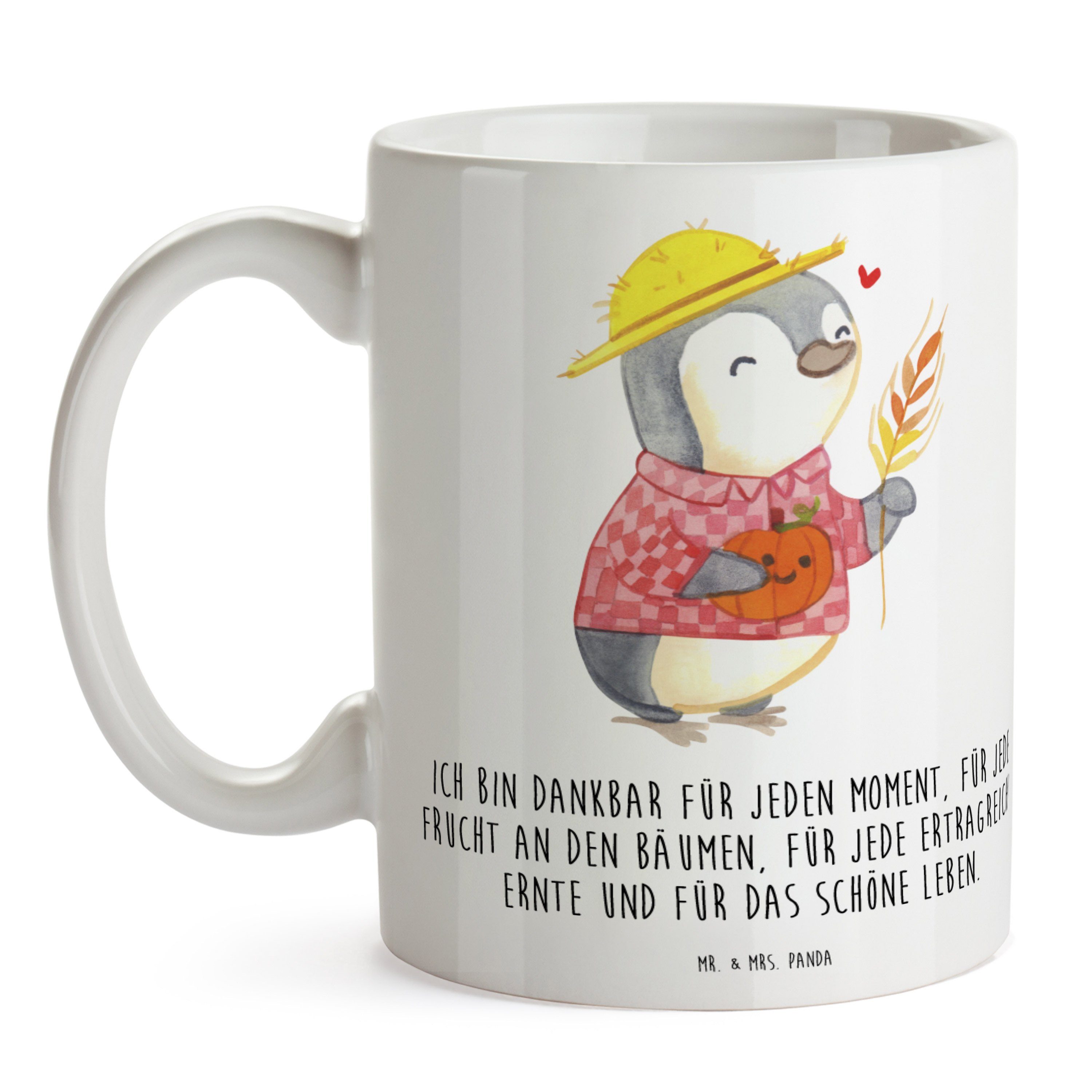Motiv, Geschenk, Mr. S, - Erntedankfest Weiß & Tasse Pinguin Tasse Keramik Mrs. Herbst - Panda Tasse,