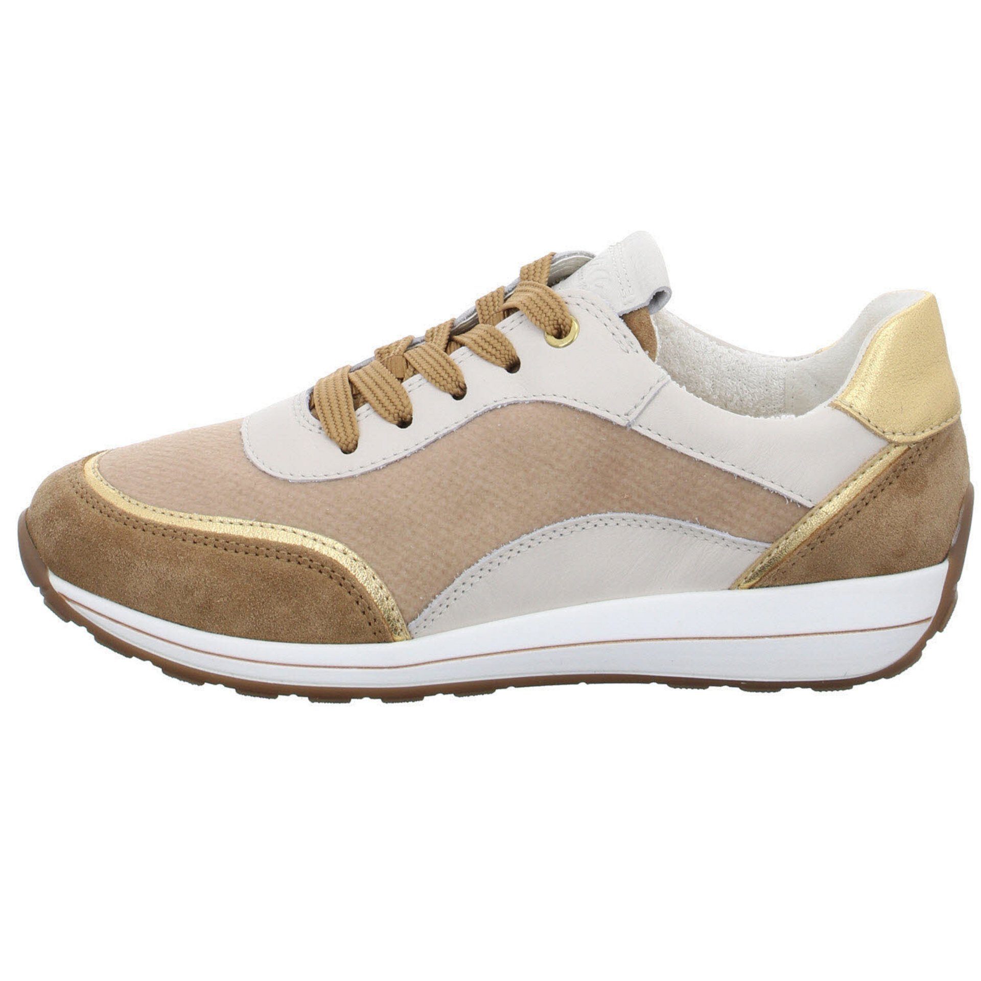 Sneaker Highsoft Damen Schuhe Ara Osaka Sneaker TOFFEE,GOLD/CLOUD Sneaker Leder-/Textilkombination