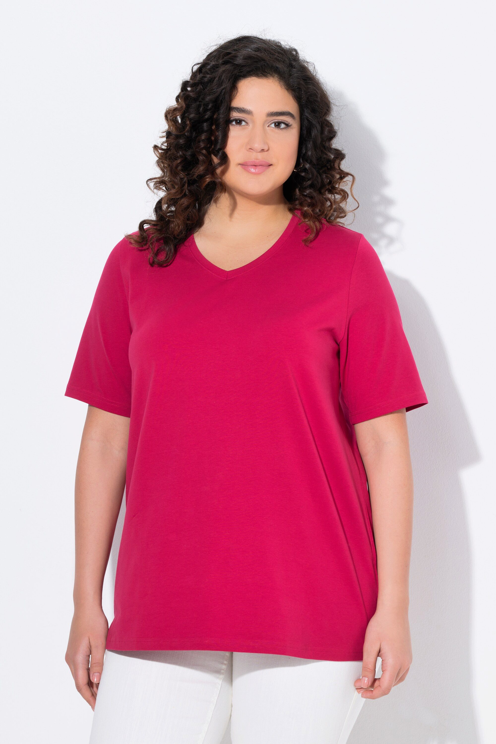T-Shirt T-Shirt A-Linie V-Ausschnitt Halbarm