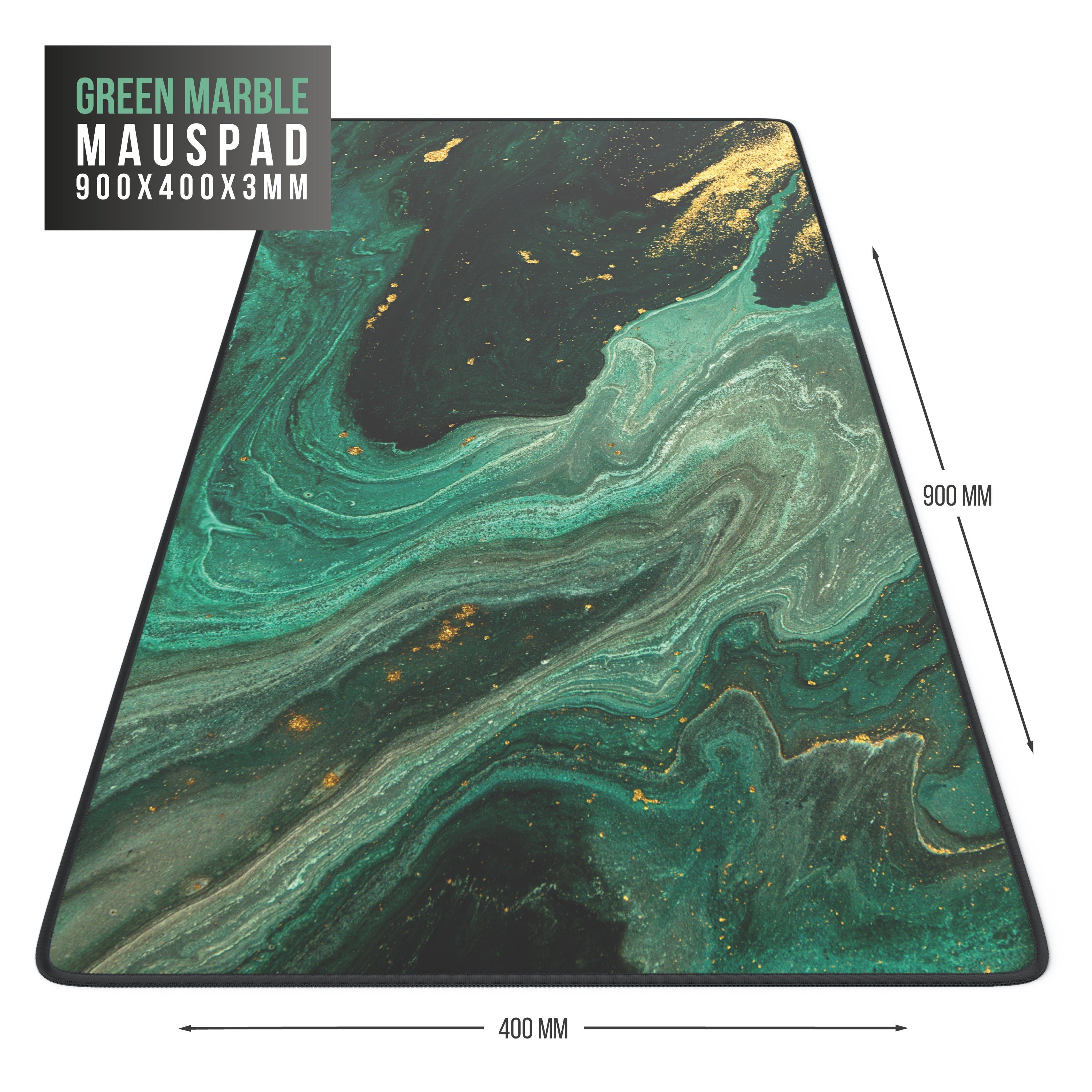 CSL Gaming Mauspad XXL Speed Mousepad 900 x 400 x 3 mm, große Tischunterlage, rutschfest, abwaschbar, Geschwindigkeit & Präzision, grün gold