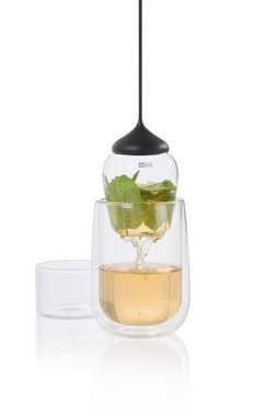 AdHoc Teesieb Glas-Teefilter Fusion XL, Glas, Silikon, (1-St), perfekt für großblättrige Teesorten oder Zutaten wie Zitrone, Ingwer