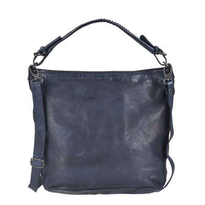 Bear Design Umhängetasche "Tess" Cow Lavato Leder, Handtasche, Shopper, Schultertasche 36x31cm, knautschiges Leder blau