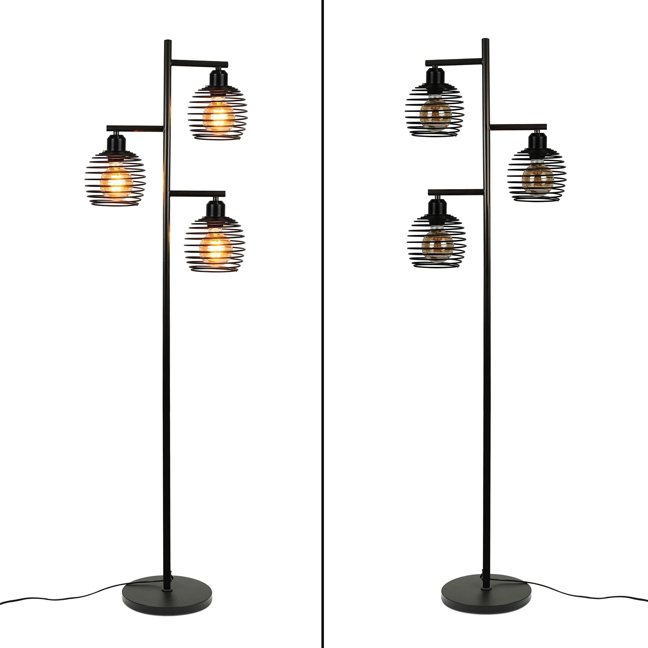 ZMH Stehlampe Wohnzimmer Vintage E27 Metall 3-flammig Stehleuchte Schlafzimmer, ohne Leuchtmittel, Federdesign,25W,stehlampe retro für Esszimmer, Arbeitszimmer  – Bild 4 von 5