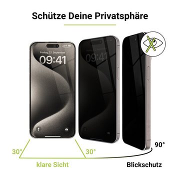 Artwizz PrivacyGlass, Displayschutz mit Blickschutz aus 100% Sicherheitsglas für iPhone 15 Pro Max, Displayschutzglas, Hartglas