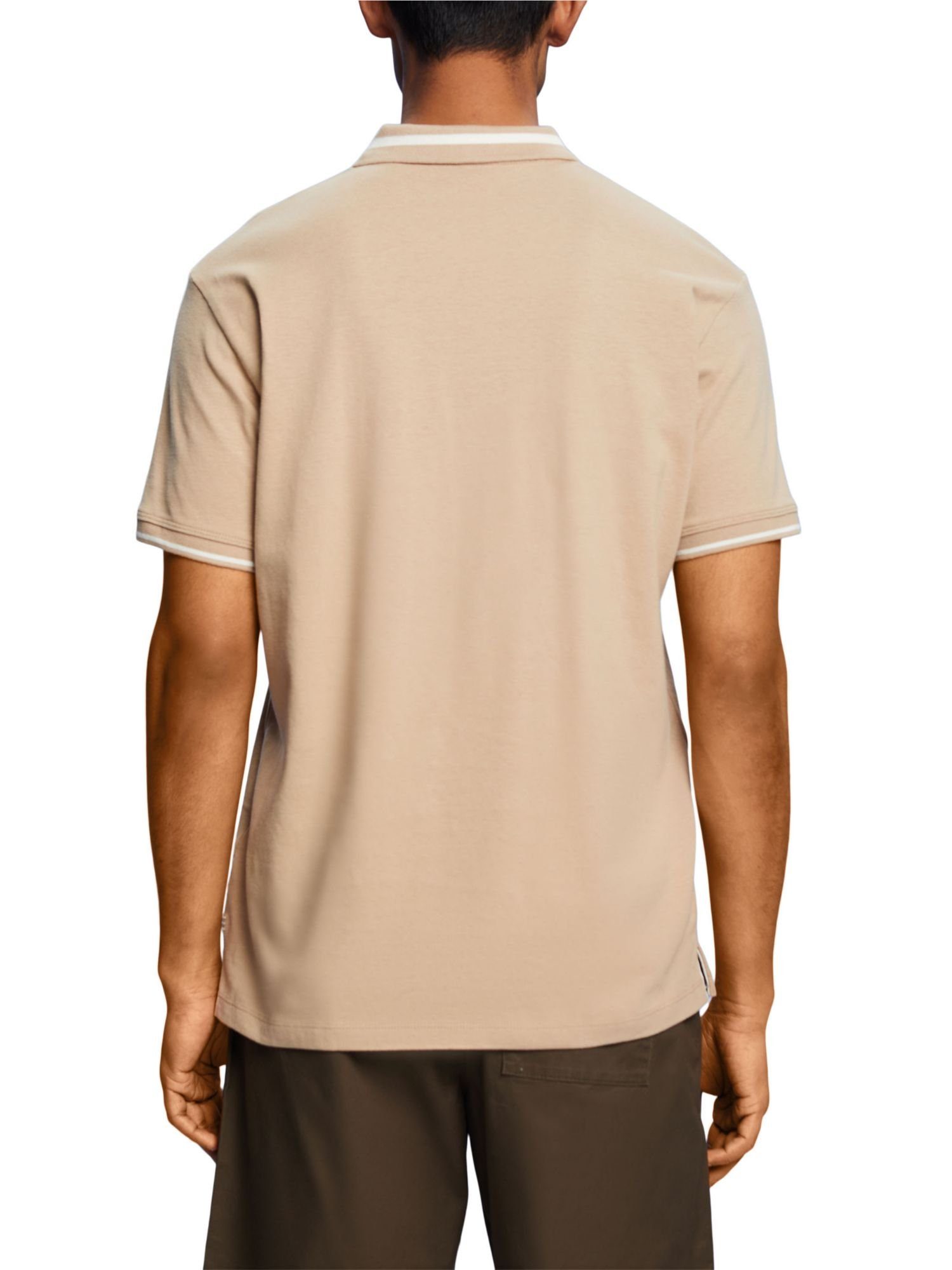 Esprit aus Jersey, Baumwollmix Poloshirt SAND Polo-Shirt