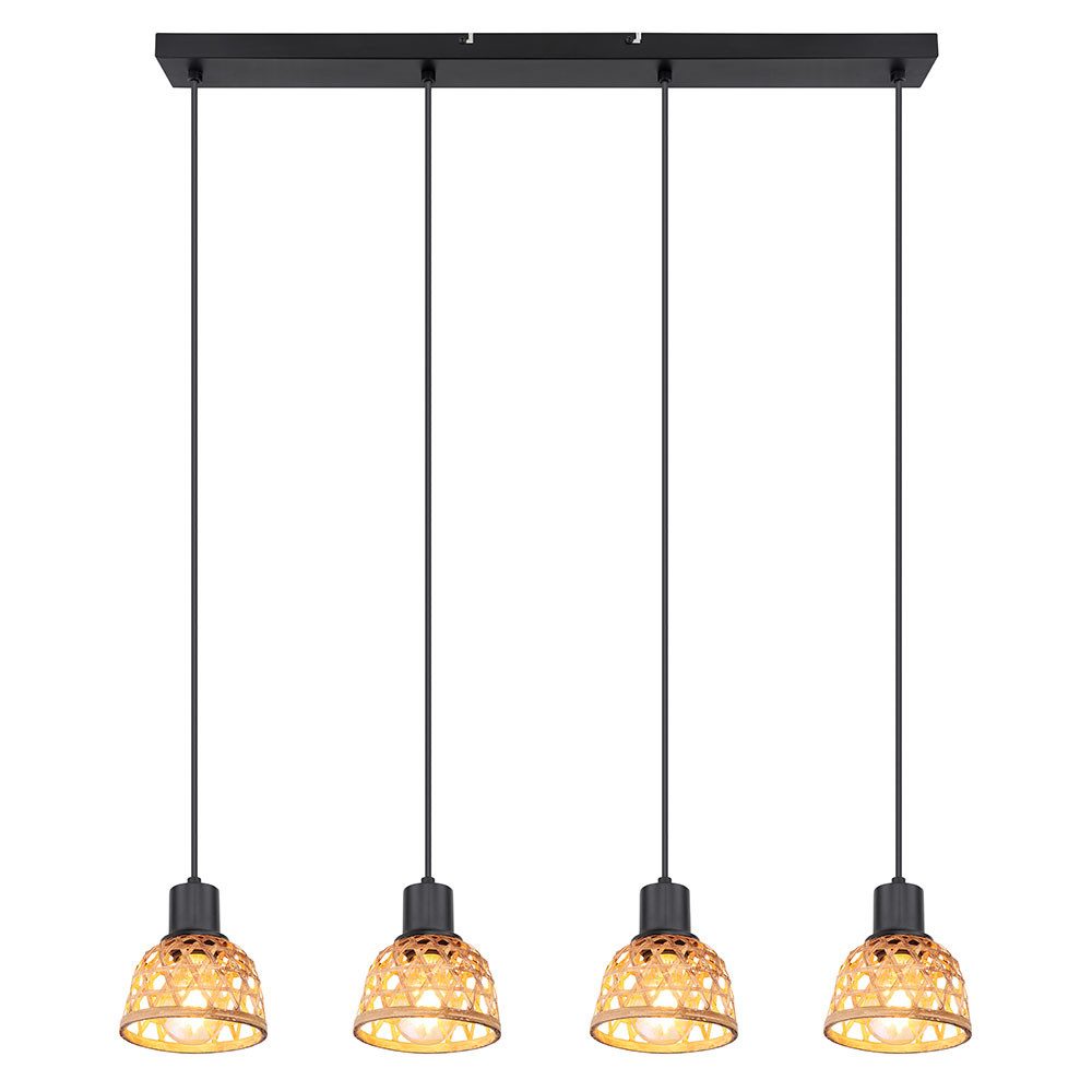 GLOBO LIGHTING Hängeleuchte, Leuchtmittel nicht inklusive, Hängelampe Pendel Leuchte Bambus Geflecht Design natur braun schwarz