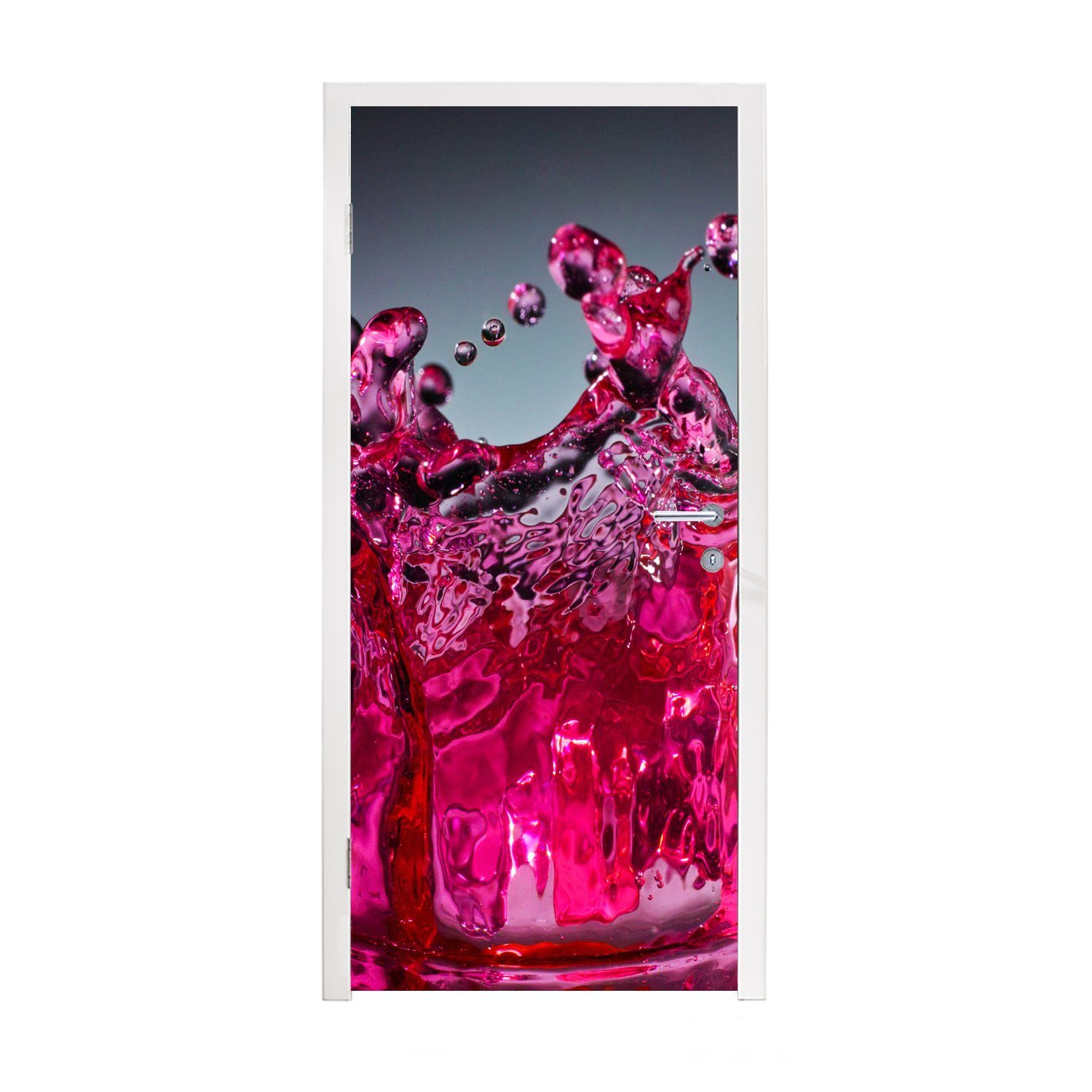 MuchoWow Türtapete Wasser - Abstrakt - Rosa - Tropfen, Matt, bedruckt, (1 St), Fototapete für Tür, Türaufkleber, 75x205 cm