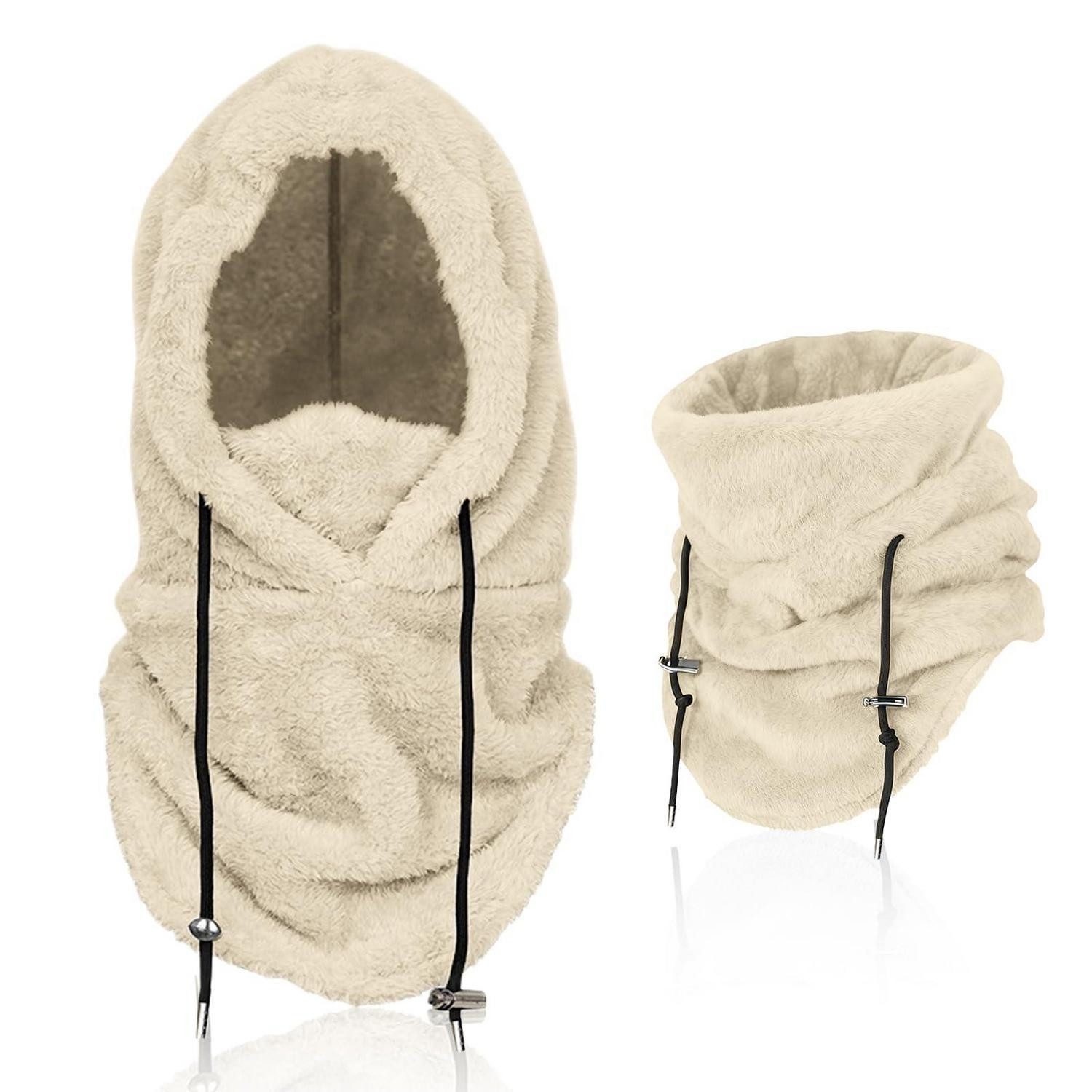 LuxusKollektion Sturmhaube Sturmhaube Mütze Fleece Cremeweiß (1-St)