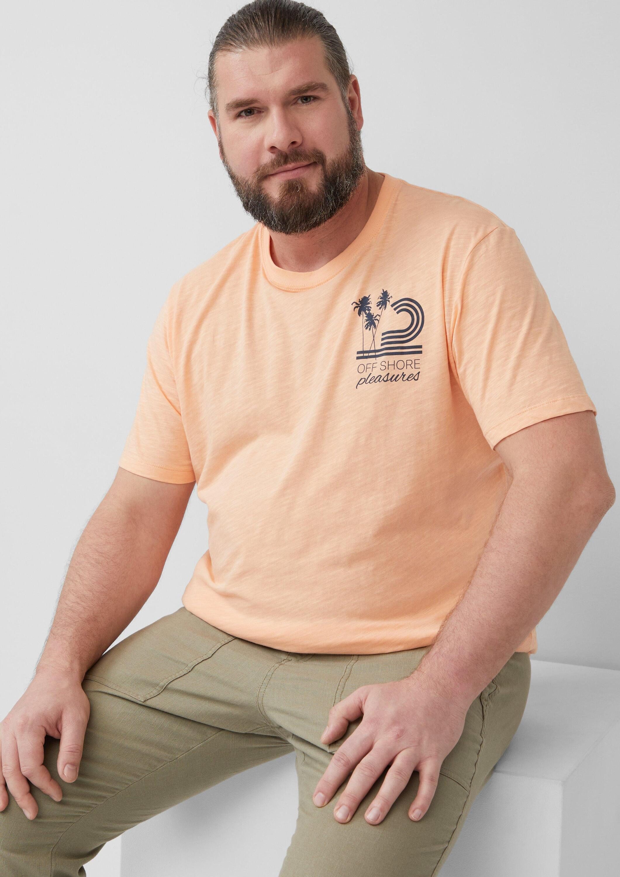 s.Oliver Kurzarmshirt T-Shirt Baumwoll-T-Shirt mit Frontprint und Flammgarn günstig online kaufen