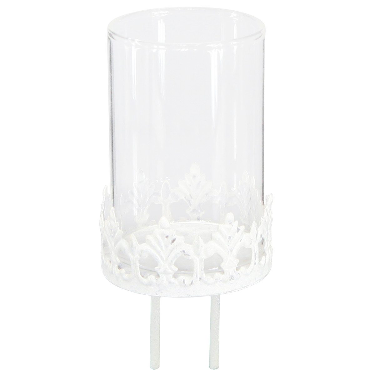 Posiwio Kerzenhalter Vintage Teelichthalter Shabby Chic Weiß Metall Ø5,5cm H8cm 4er, 4 Stü