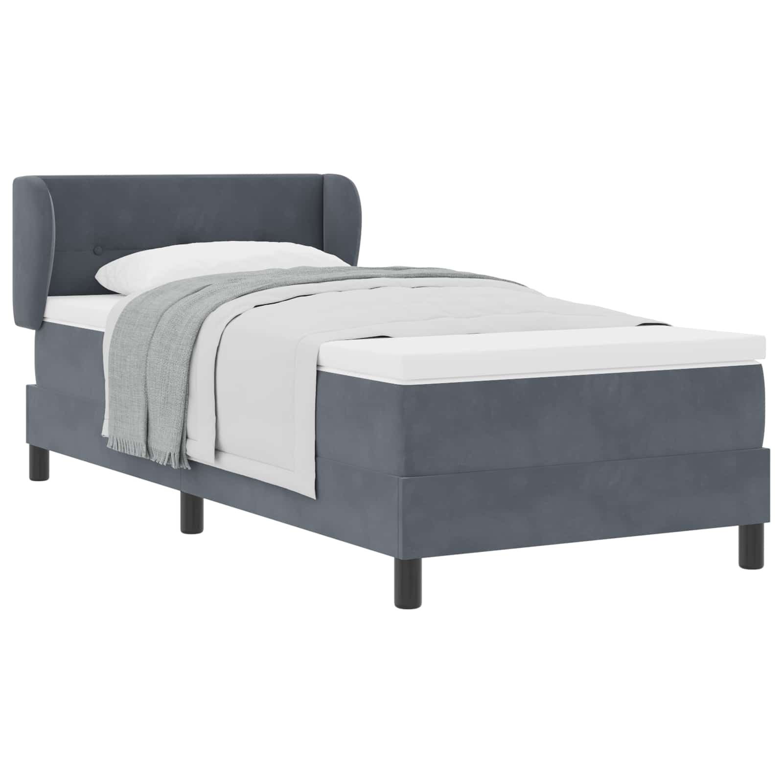 Bett Boxspringbett mit Kopfteil Dunkelgrau 80 x 200 cm Samt