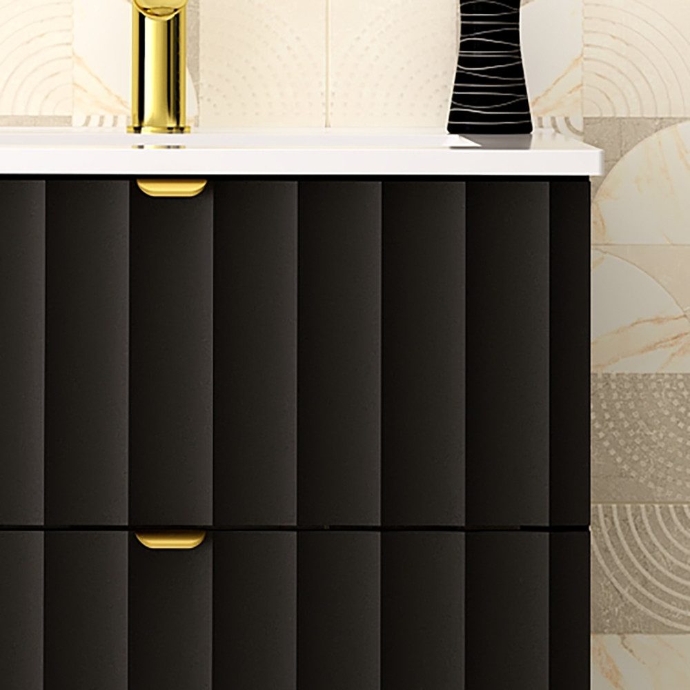 Lomadox Waschtisch AVOLA-140, Waschtischunterschrank Badezimmerschrank 60 cm breit modern schwarz