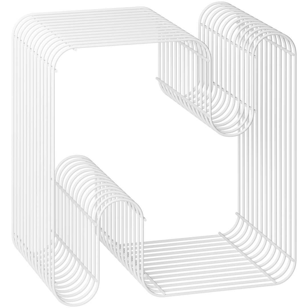 skølm Beistelltisch Modi als Hocker und Bücherregal nutzbar (weiß), aus Metall, pulverbeschichtet, Ablageregal mit offenem Gitter-Design