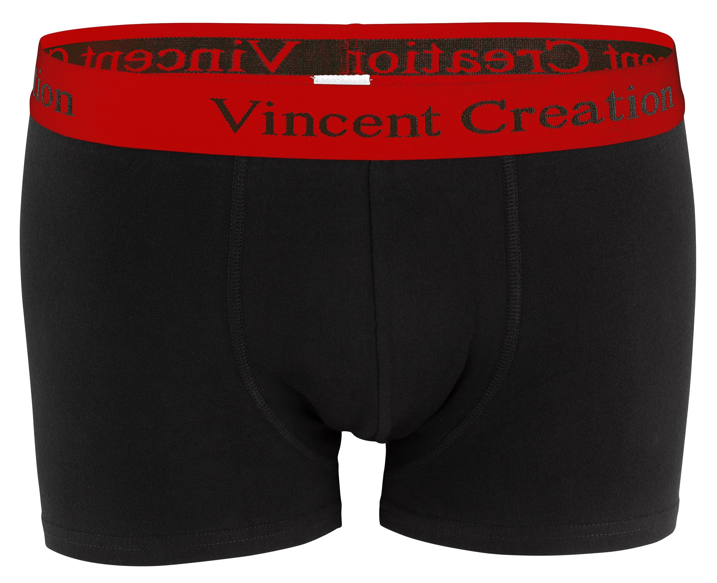 Boxershorts (12-St) Vincent Creation® schwarz/rot stretchiger Baumwollmix angenehm