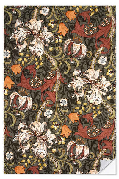 Posterlounge Wandfolie William Morris, Goldene Lilie III, Wohnzimmer Orientalisches Flair Grafikdesign