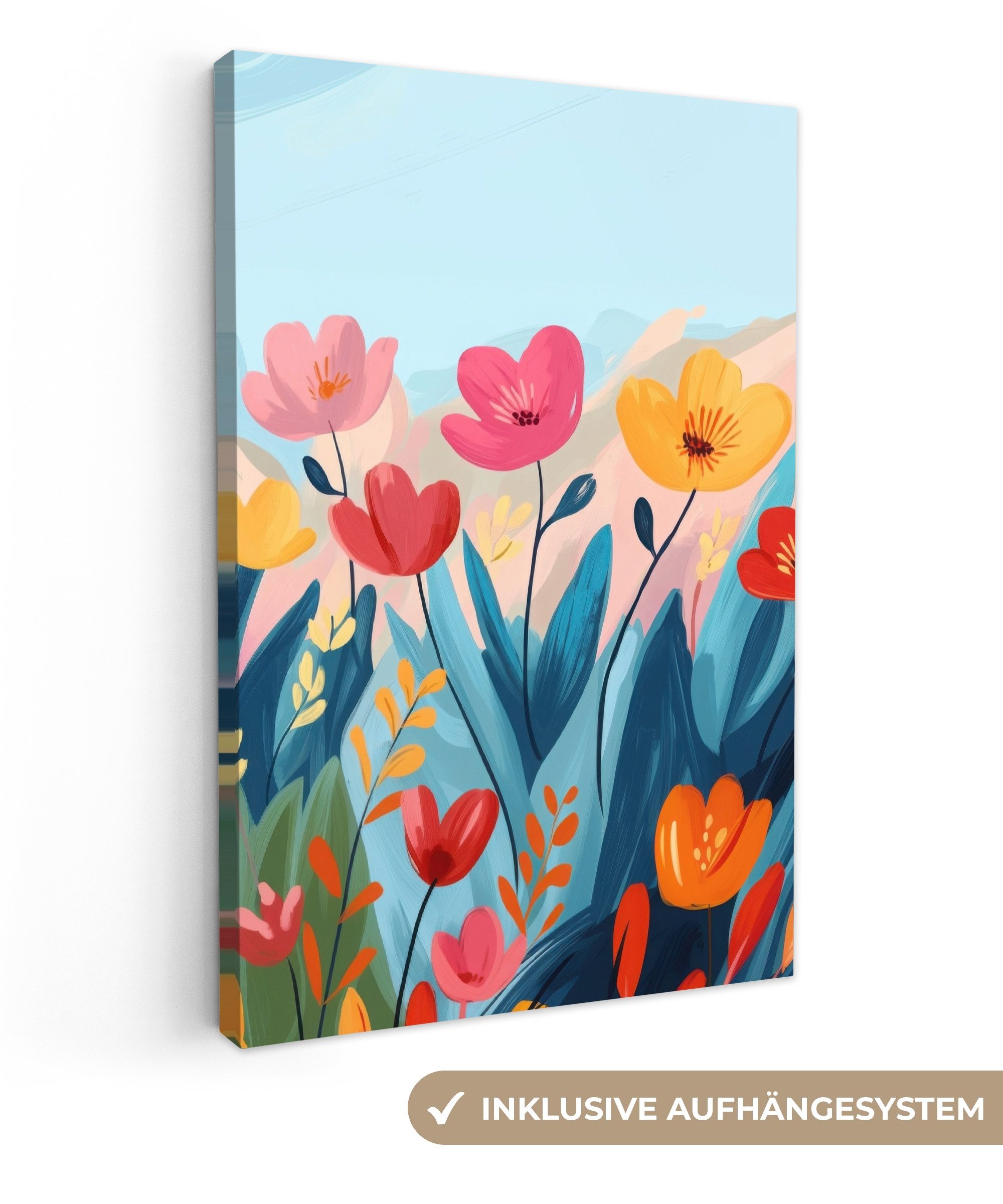 OneMillionCanvasses® Leinwandbild Illustration - Blumen - günstig online kaufen