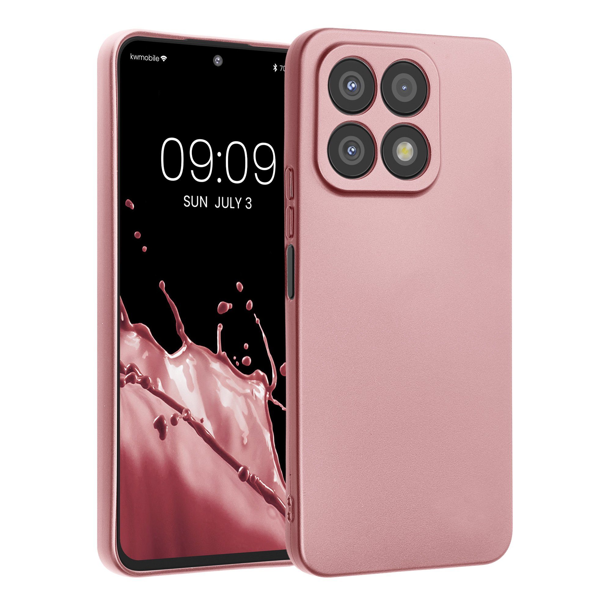 kwmobile Handyhülle Handyhülle für HONOR X8a Hülle, weiche Silikon Case metallisch schimmernd - Schutzhülle Cover