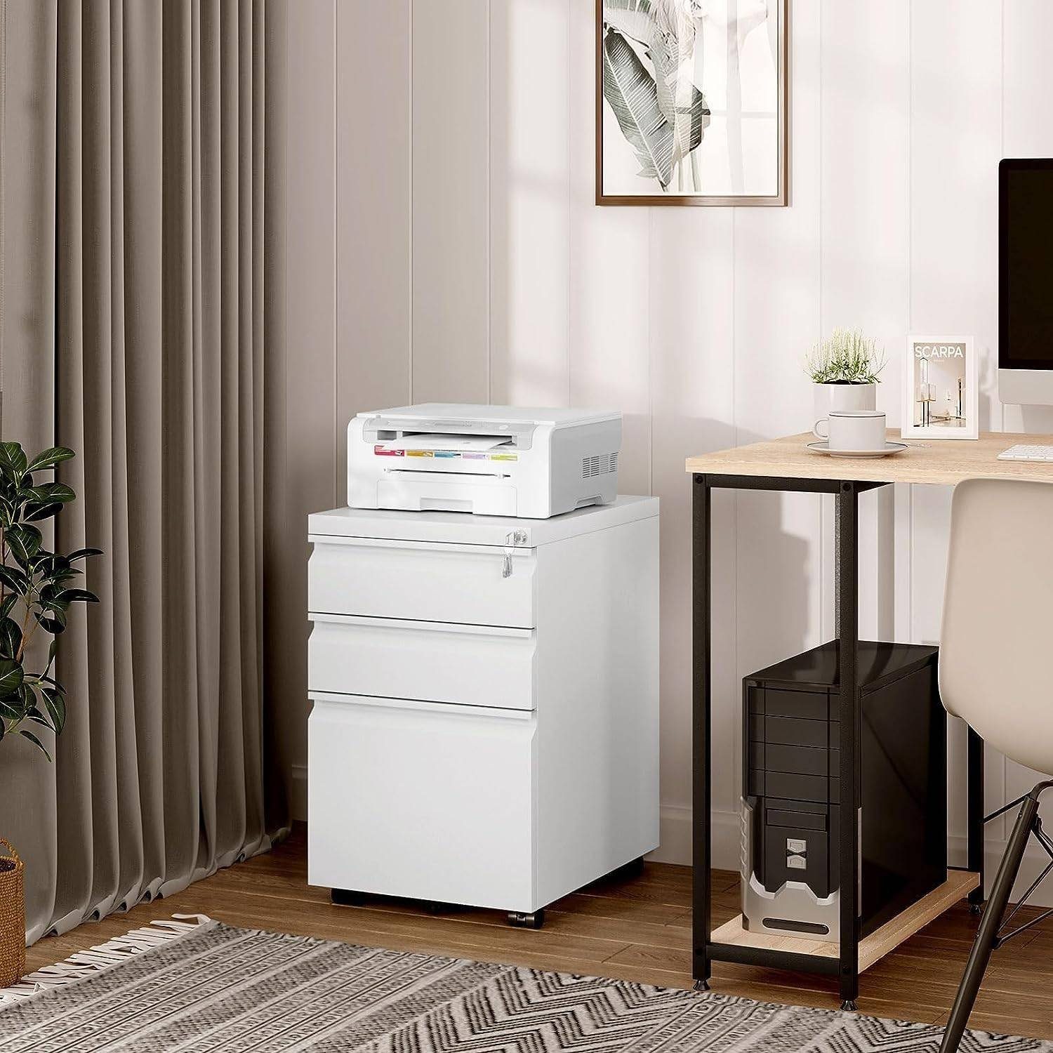 Woltu Rollcontainer, Metall Mobiler Aktenschrank mit 3 Schubladen, 39x62x48 günstig online kaufen