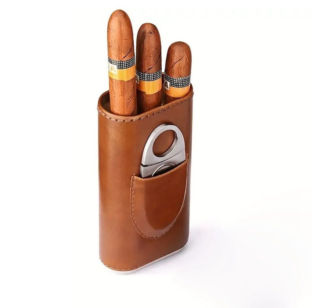 TUABUR Frischhaltedose Hochwertige Zigarrenschachtel, Zigarrenlederbox mit Zigarrenschneider, Leder