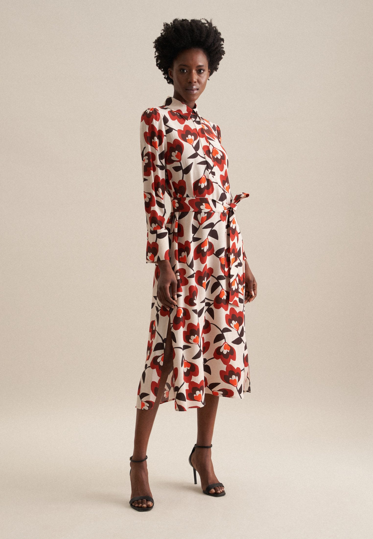 seidensticker Sommerkleid Schwarze Rose Langarm Kragen günstig online kaufen