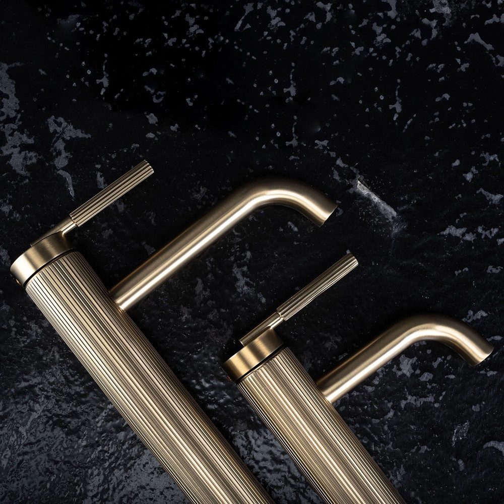 wohnwerk.idee Badarmatur Design Waschbeckenarmatur Waschtischarmatur Wasserhahn Gold Matt