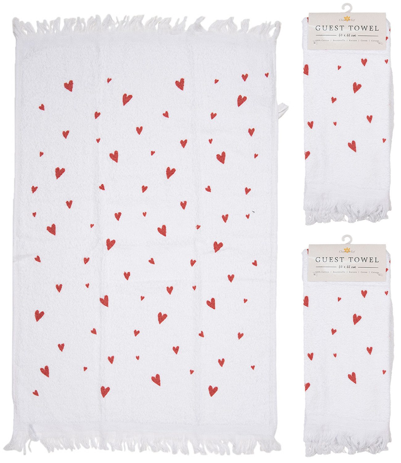 Clayre & Eef Geschirrtuch Frosty and Sweet, (3-tlg., 3-teilig), Frottee Küchenhandtücher Gästehandtücher ca.40x66cm Baumwolle