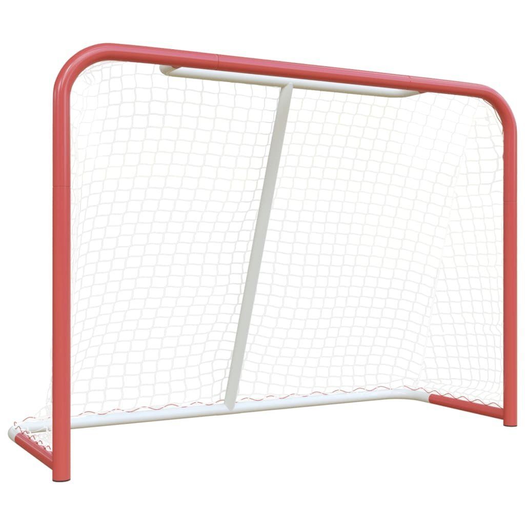 vidaXL Fußballtor cm Stahl Netz mit Weiß 153x60x118 Hockeytor Polyester Rot