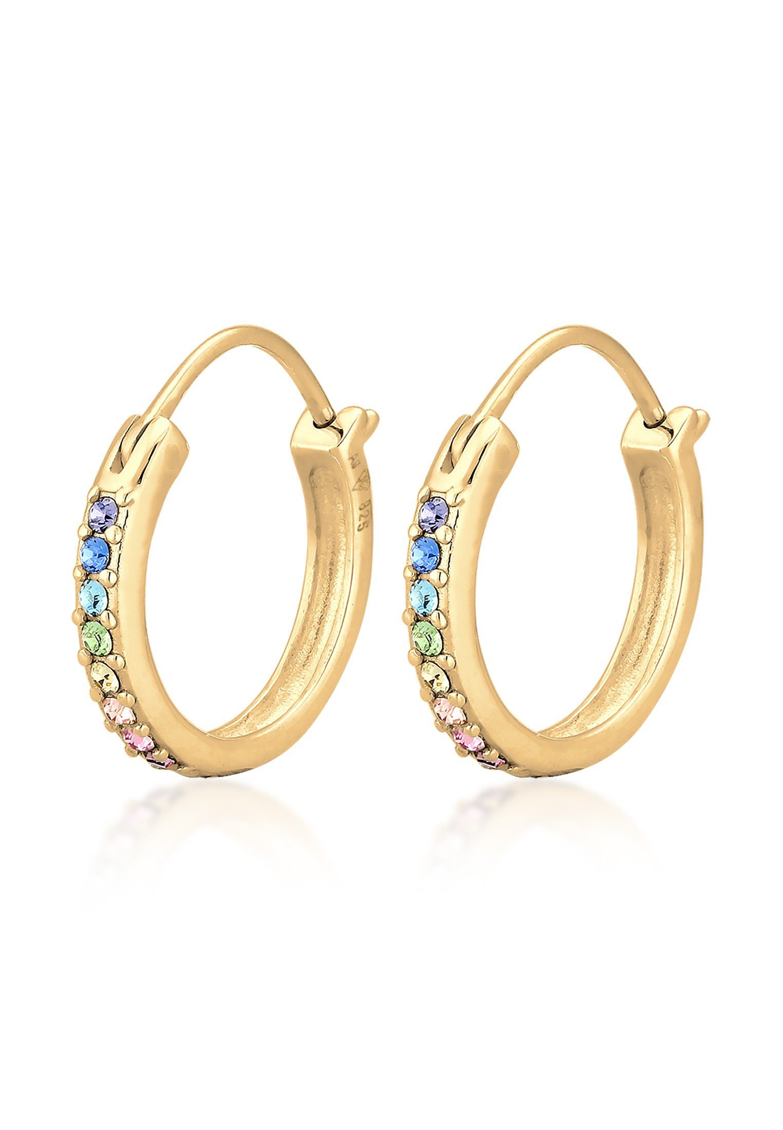 Paar Creolen Creole Regenbogen 925 Sterling Silber, mit Kristallen von Swarovski®