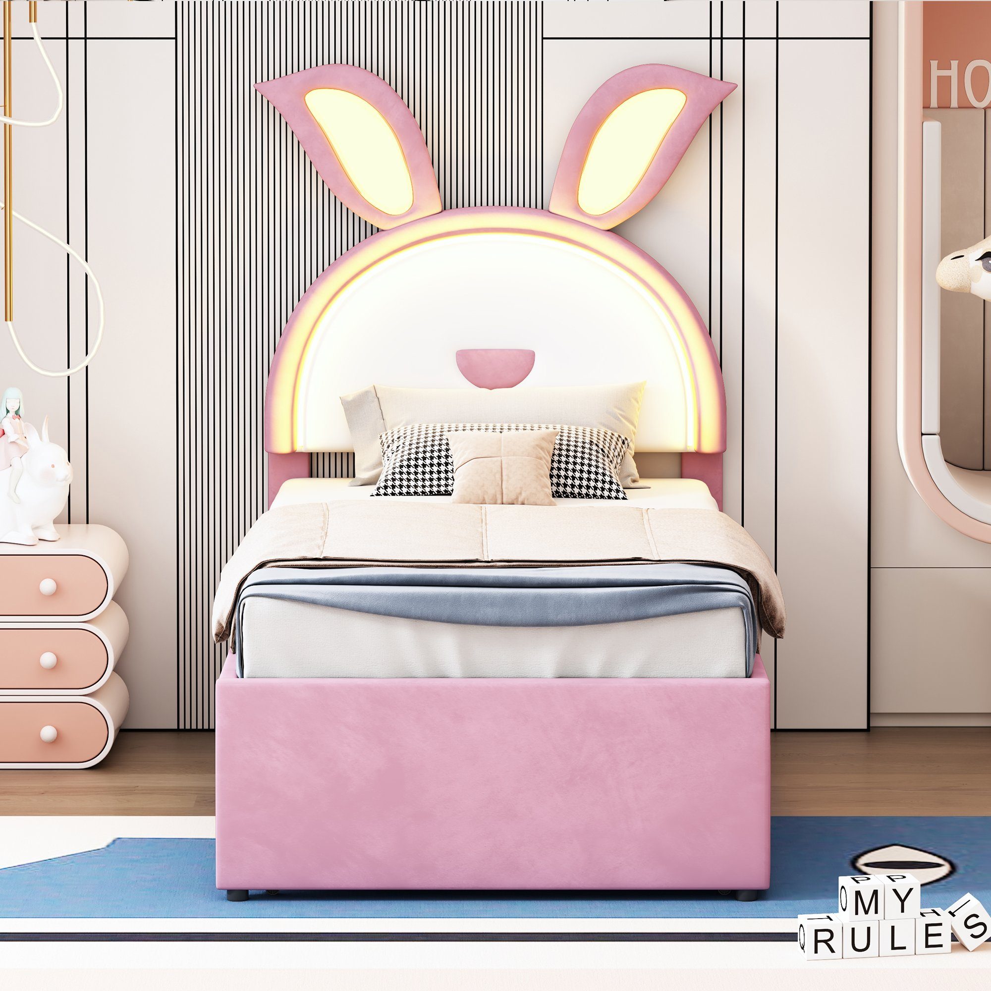 Flieks Polsterbett, LED Kinderbett 90x200cm mit günstig online kaufen