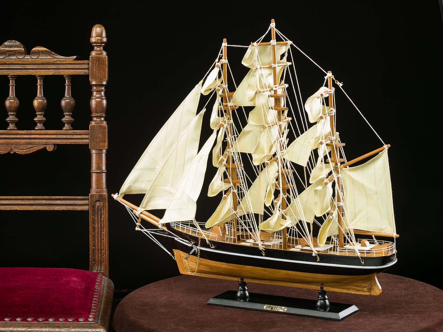 Aubaho Dekoobjekt Modellschiff Cutty Sark Wollklipper Holz Schiff Segelschiff 54cm kein – Bild 2 von 5