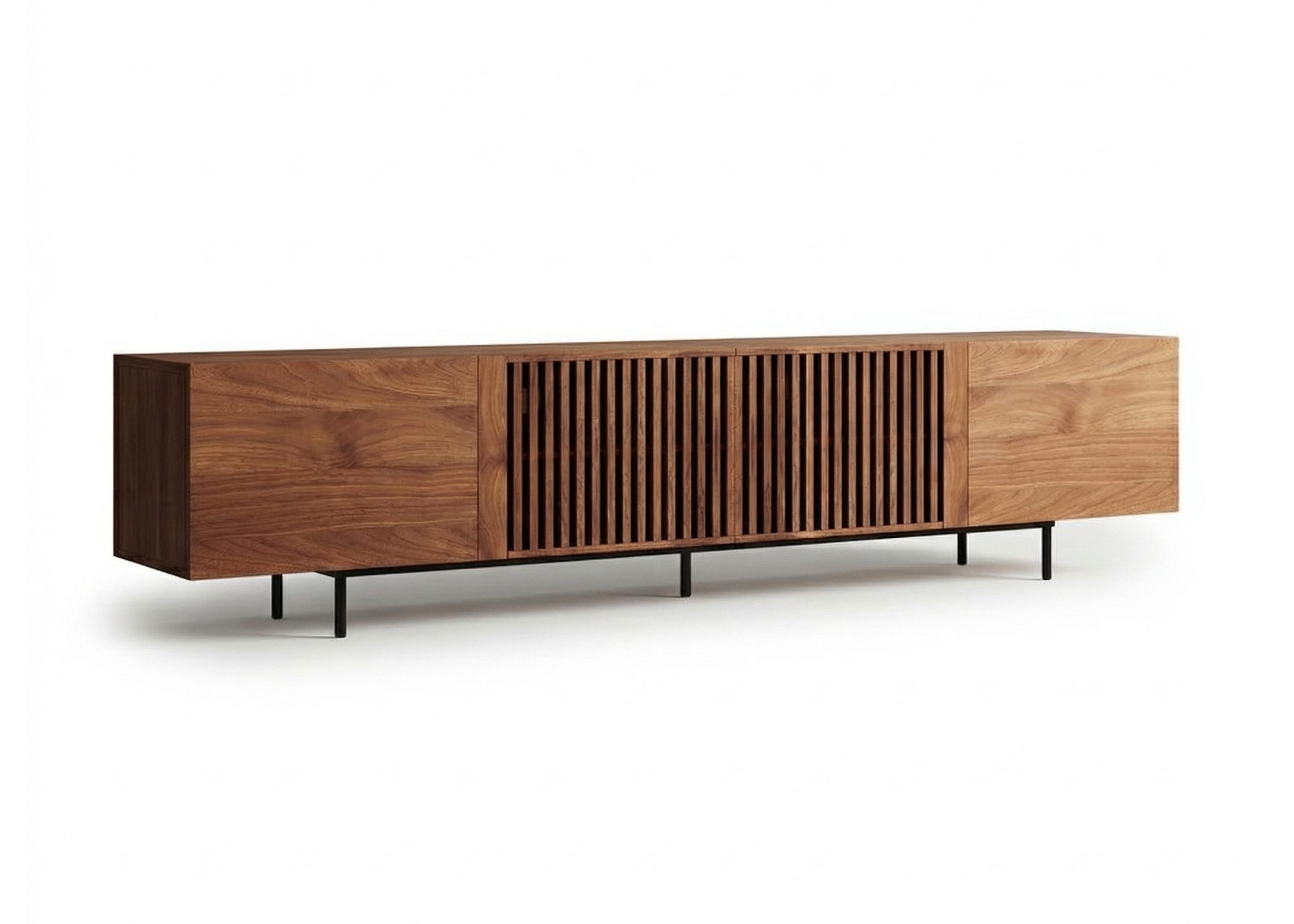 oleyluckidea TV-Schrank Moderner TV-board 75 Zoll, TV Lowboard mit Stauraum, Nussbaum Breite 180/240 cm